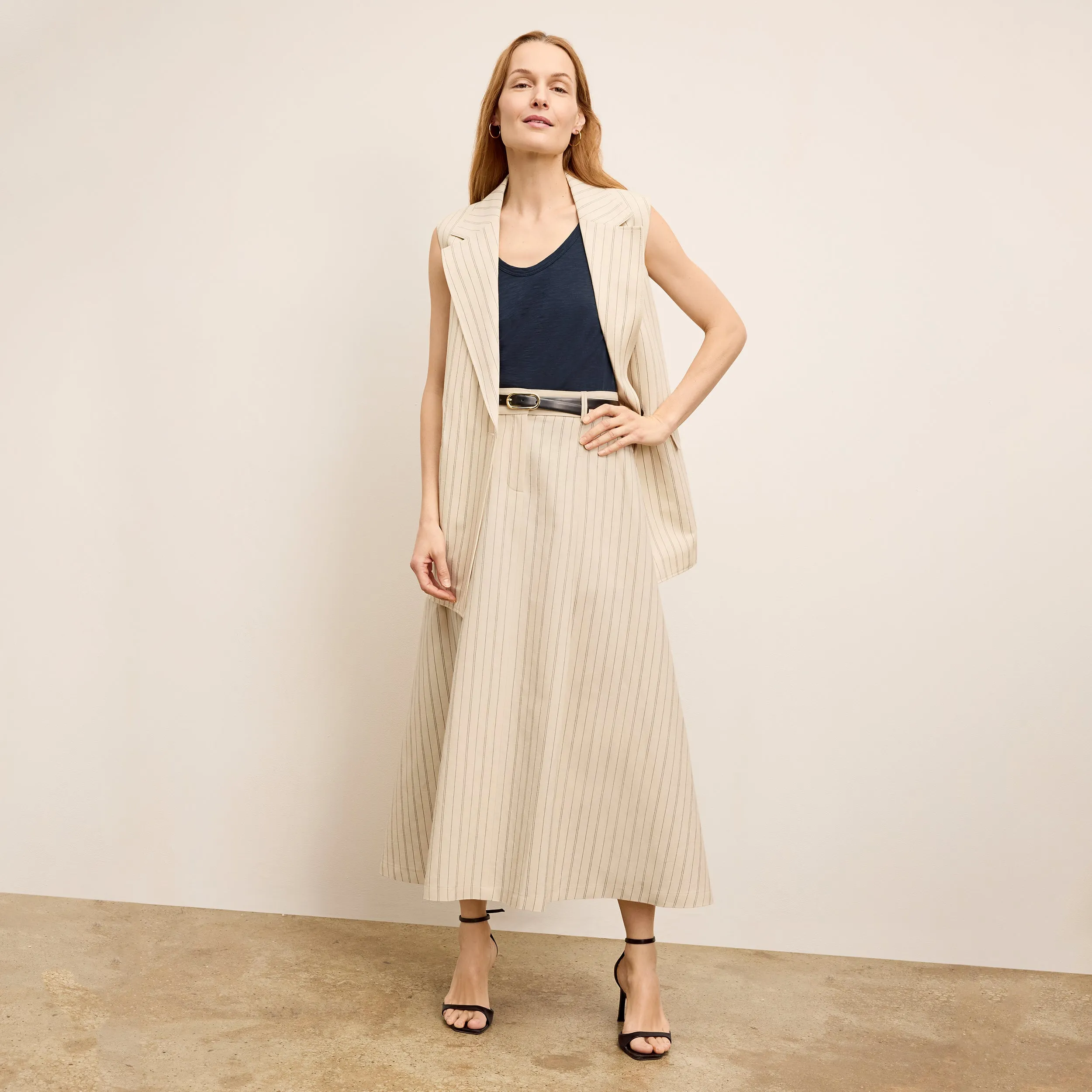 slim fit Olia Breeze Skirt - Breeze Stripe :: Ecru/Navy