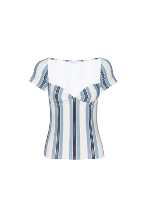 SoftInteriorLining OLIVIA TOP - BLACK AND BLUE STRIPE