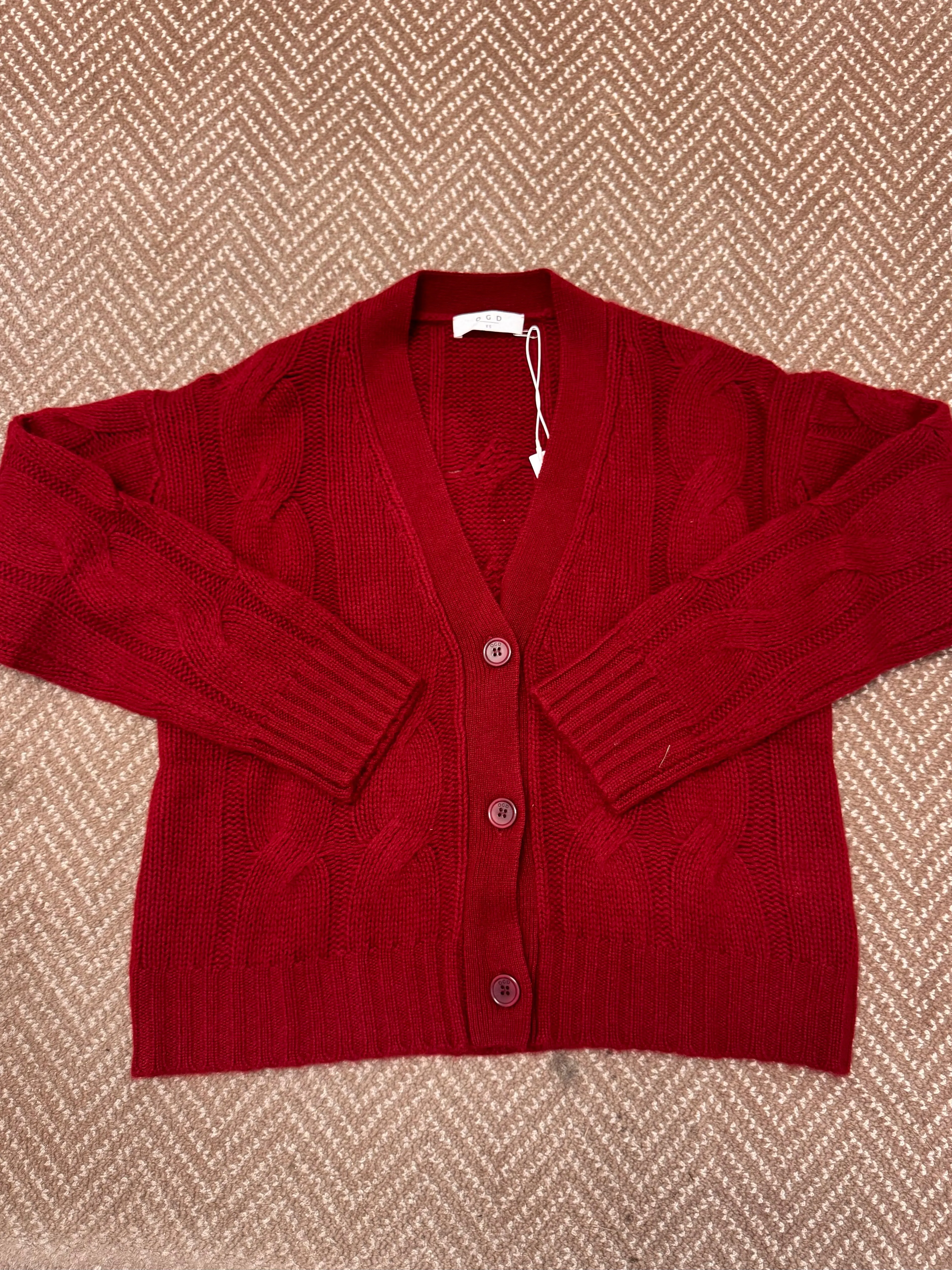 ONE GREY DAY ASTER CASHMERE CABLE CARDIGAN Convertible Collar Anti Bacterial Layer