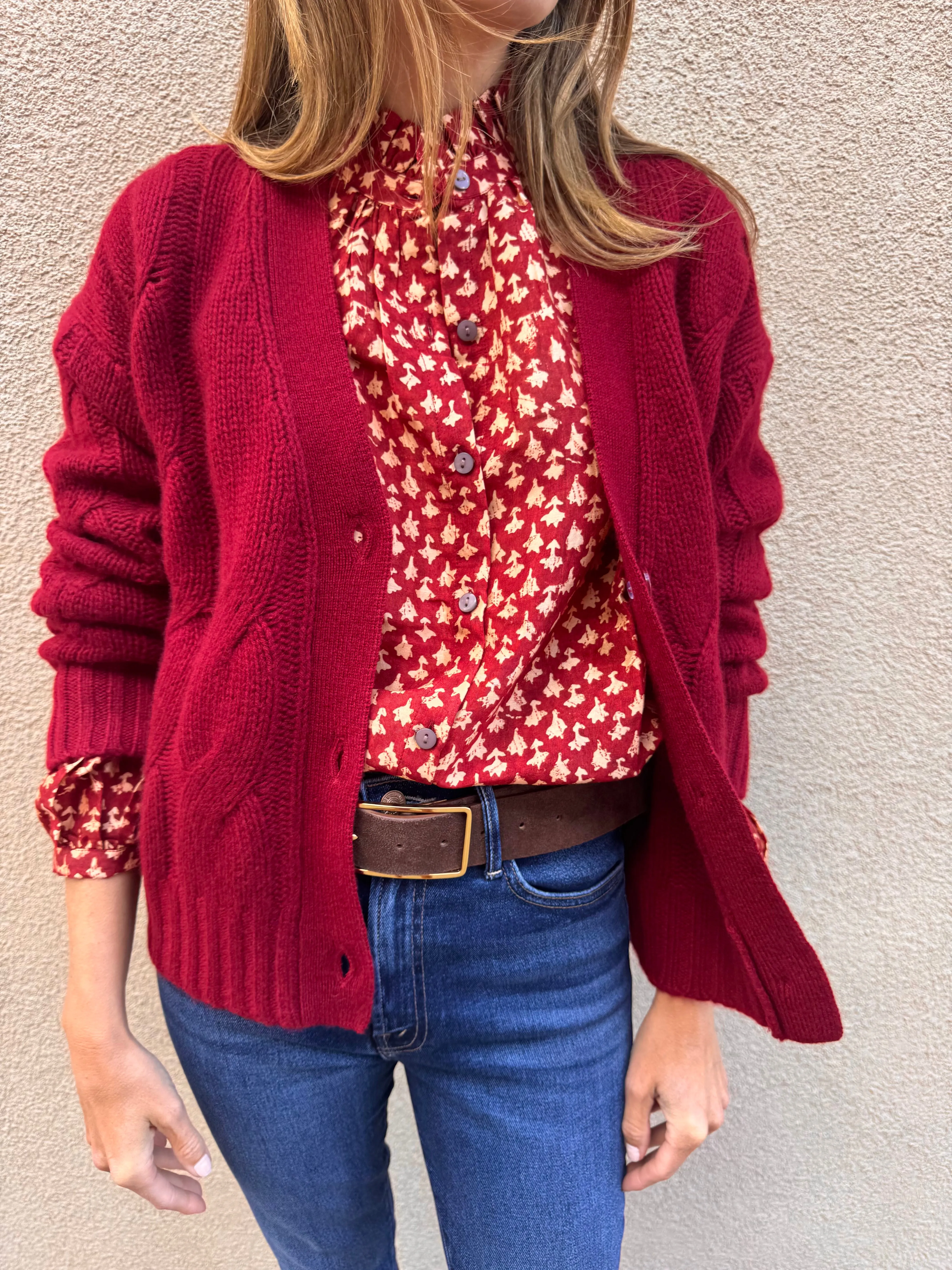 ONE GREY DAY ASTER CASHMERE CABLE CARDIGAN DurableBlend Trendy Cardigan