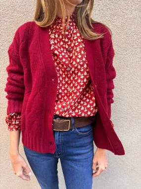 ONE GREY DAY ASTER CASHMERE CABLE CARDIGAN DurableBlend Trendy Cardigan