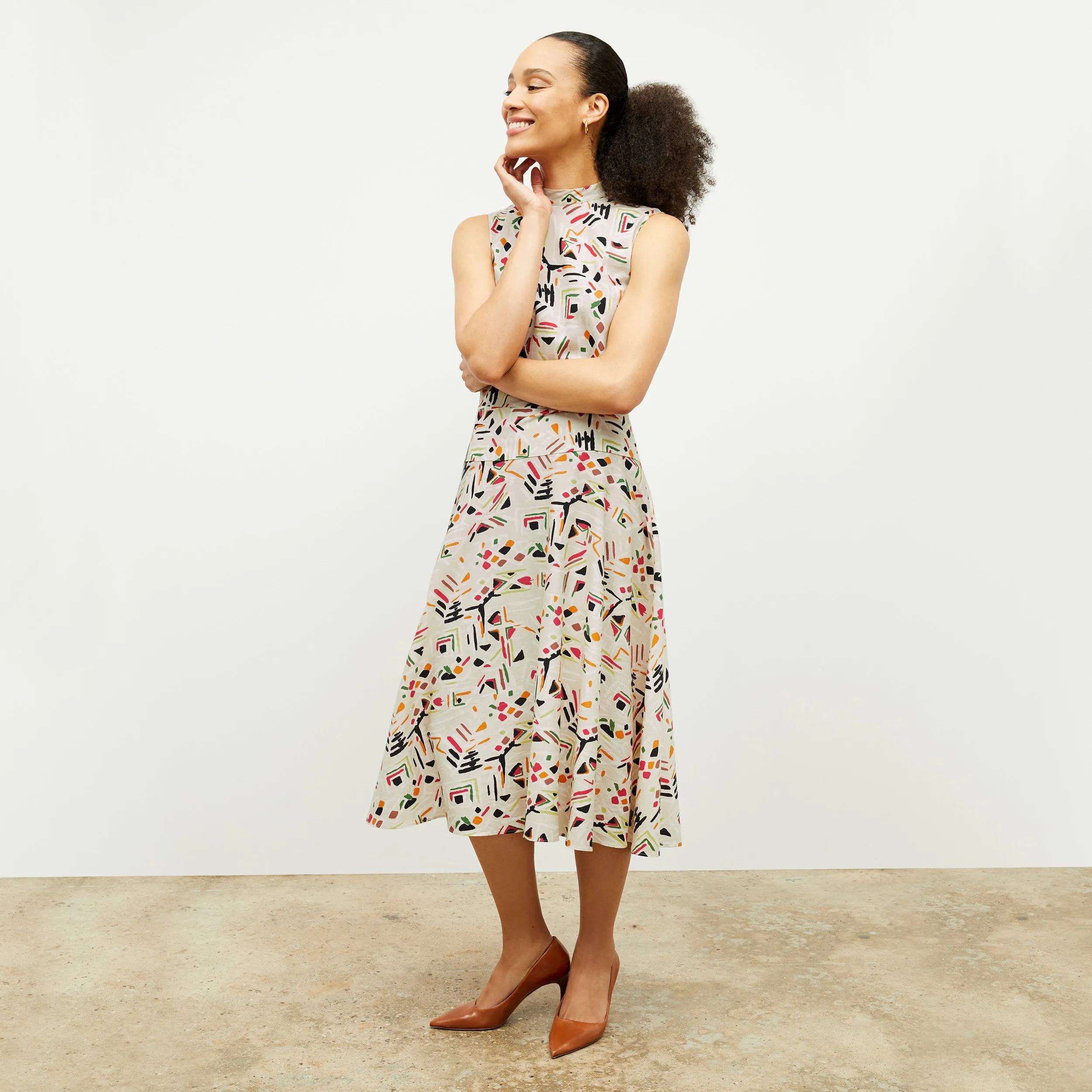 Oona Dress - Airy Cotton :: Rhythm Print Durable Stitching