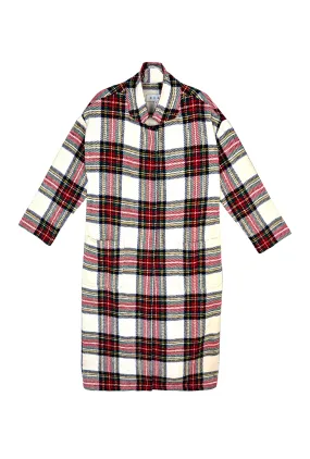 Subtle Color Tone Open Car Coat - Dress Stewart Plaid