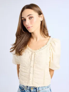 Ophelia Top in Ivory V-neck Shirt