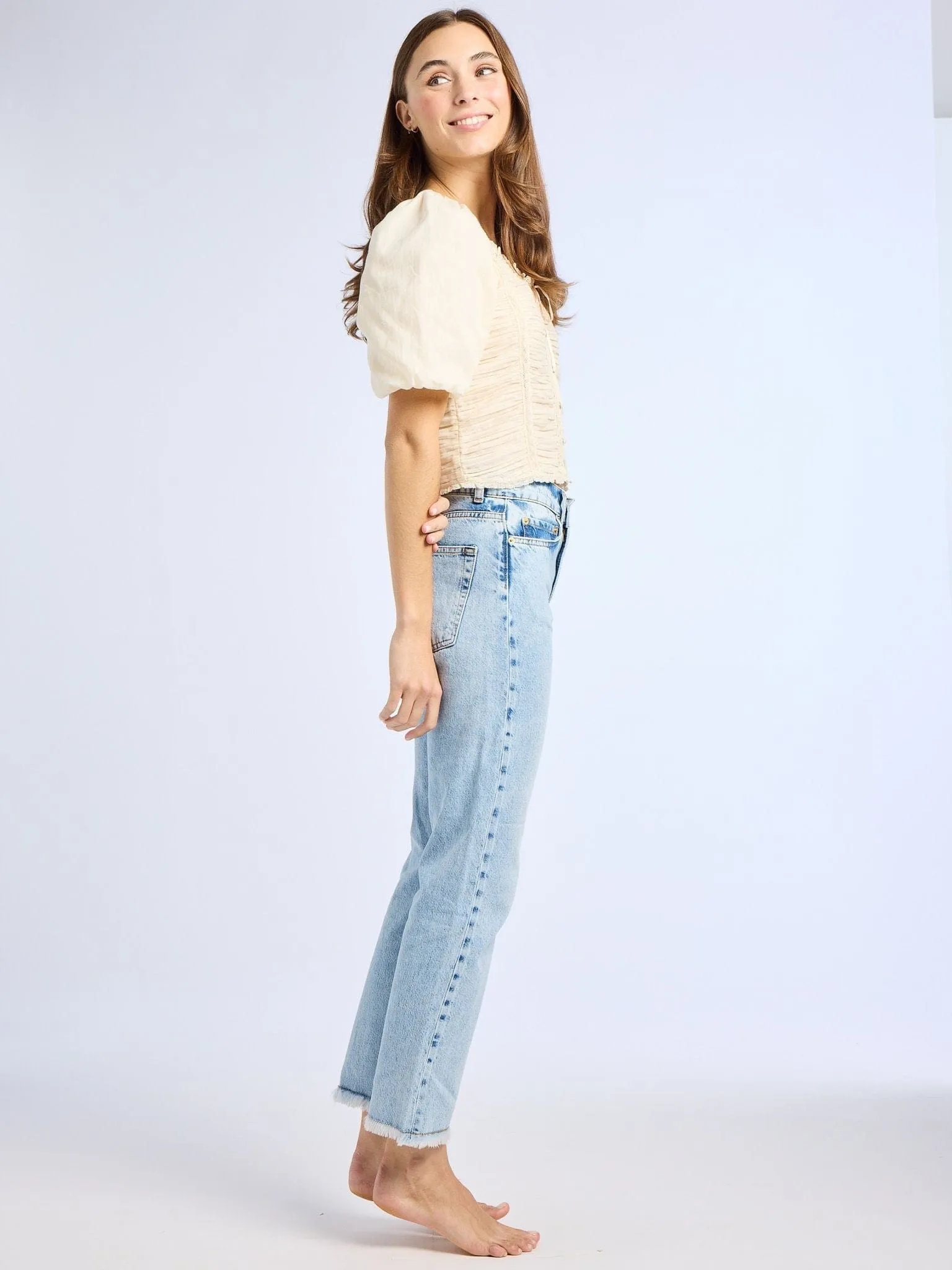 Ophelia Top in Ivory Biodegradable Fiber Relaxed Sweatshirt