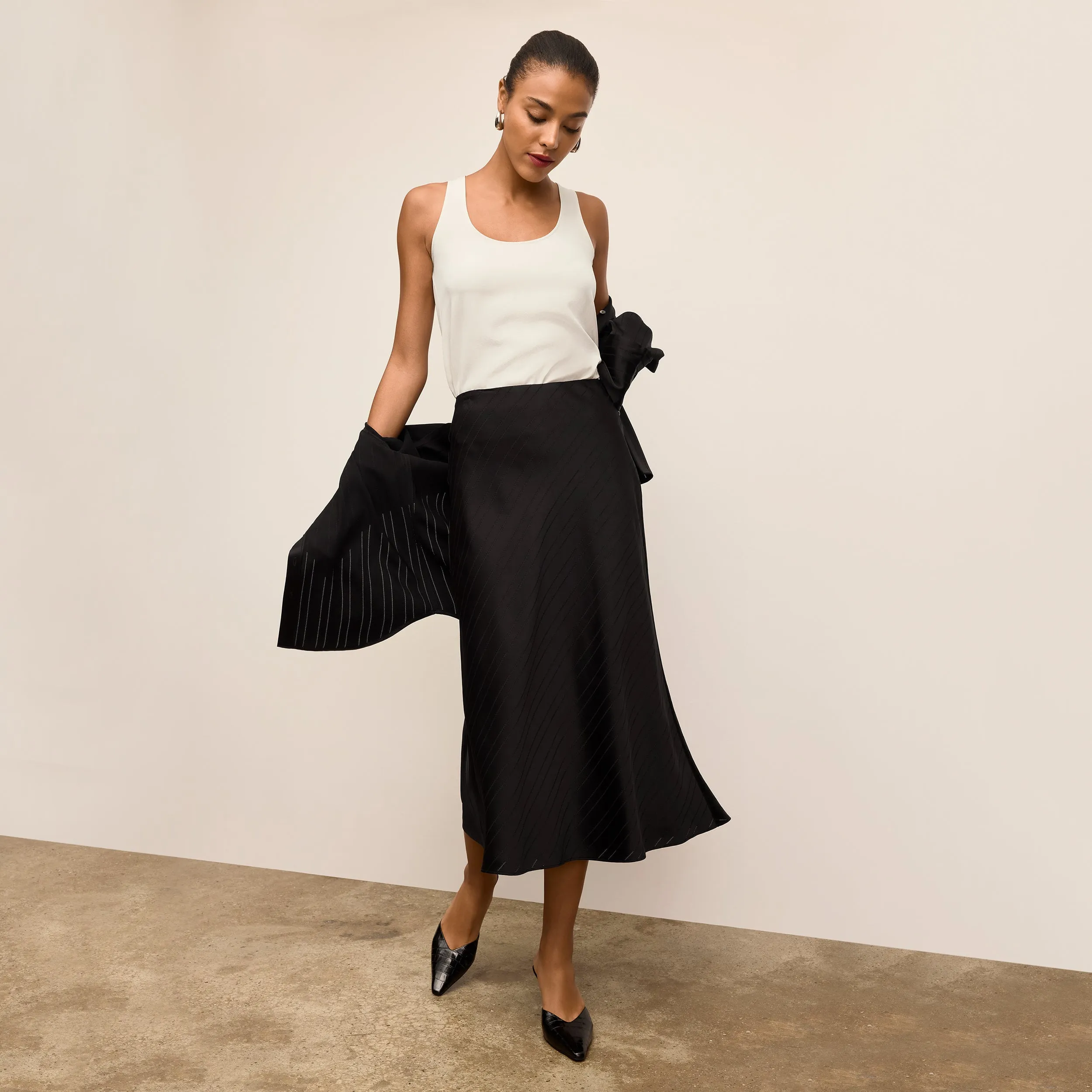 Orchard Slip Skirt - Luxe Pointelle :: Black Print Mix