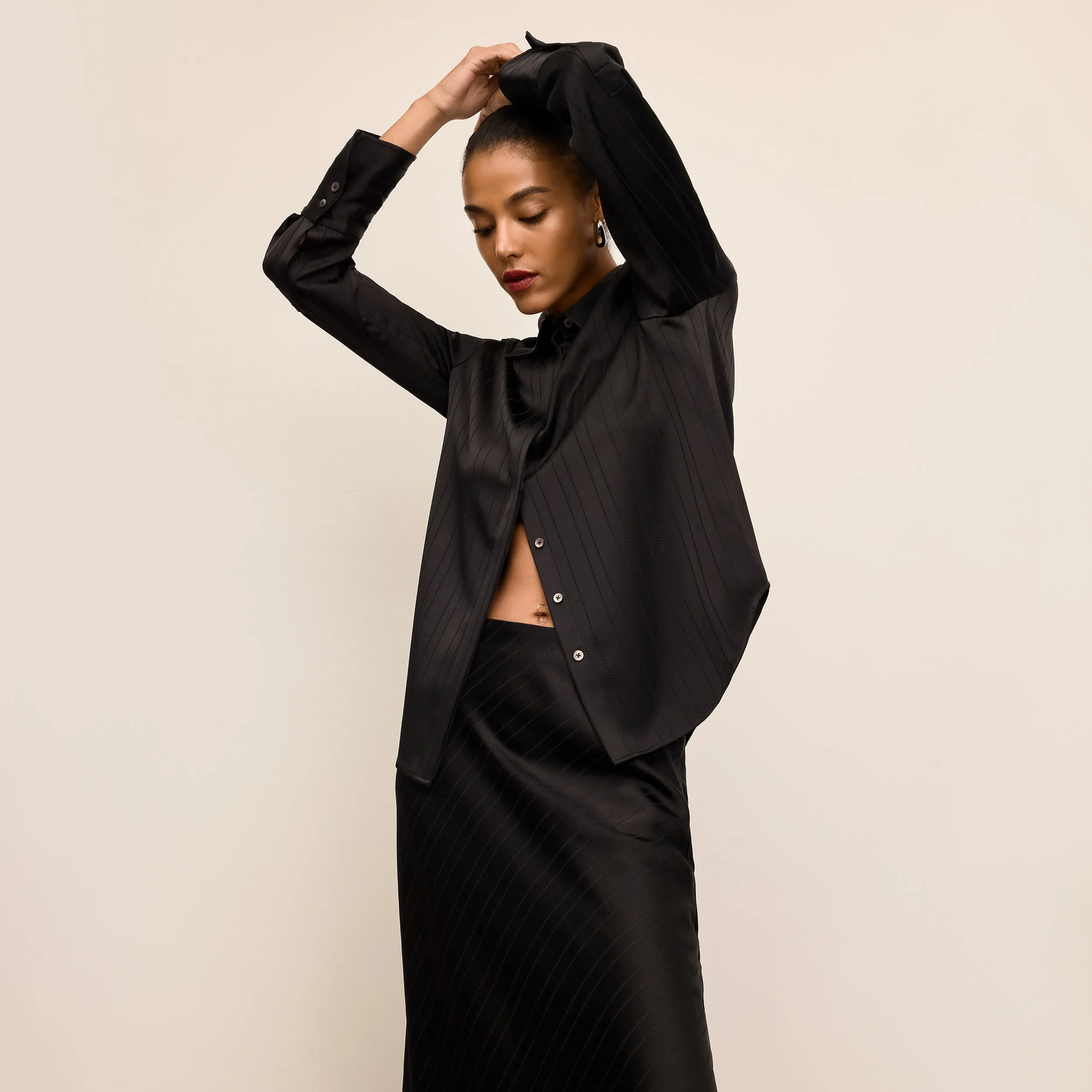 Orchard Slip Skirt - Luxe Pointelle :: Black Odor Resistant Treatment Relaxed Mood
