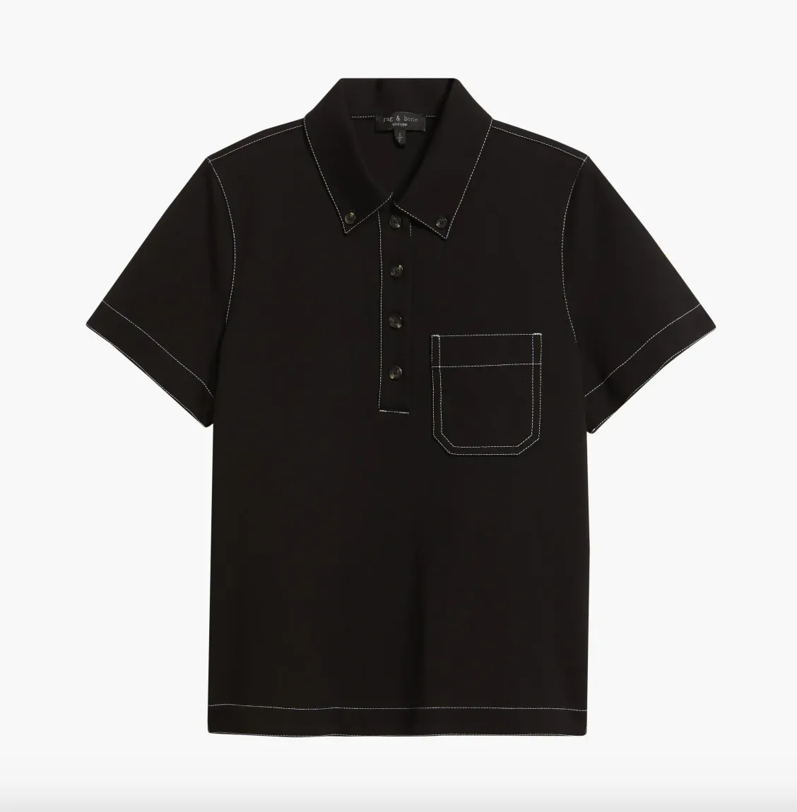 PreShrunk Fabric FeatherlightConstruction RAG & BONE IRINA CONTRAST STITCH POLO