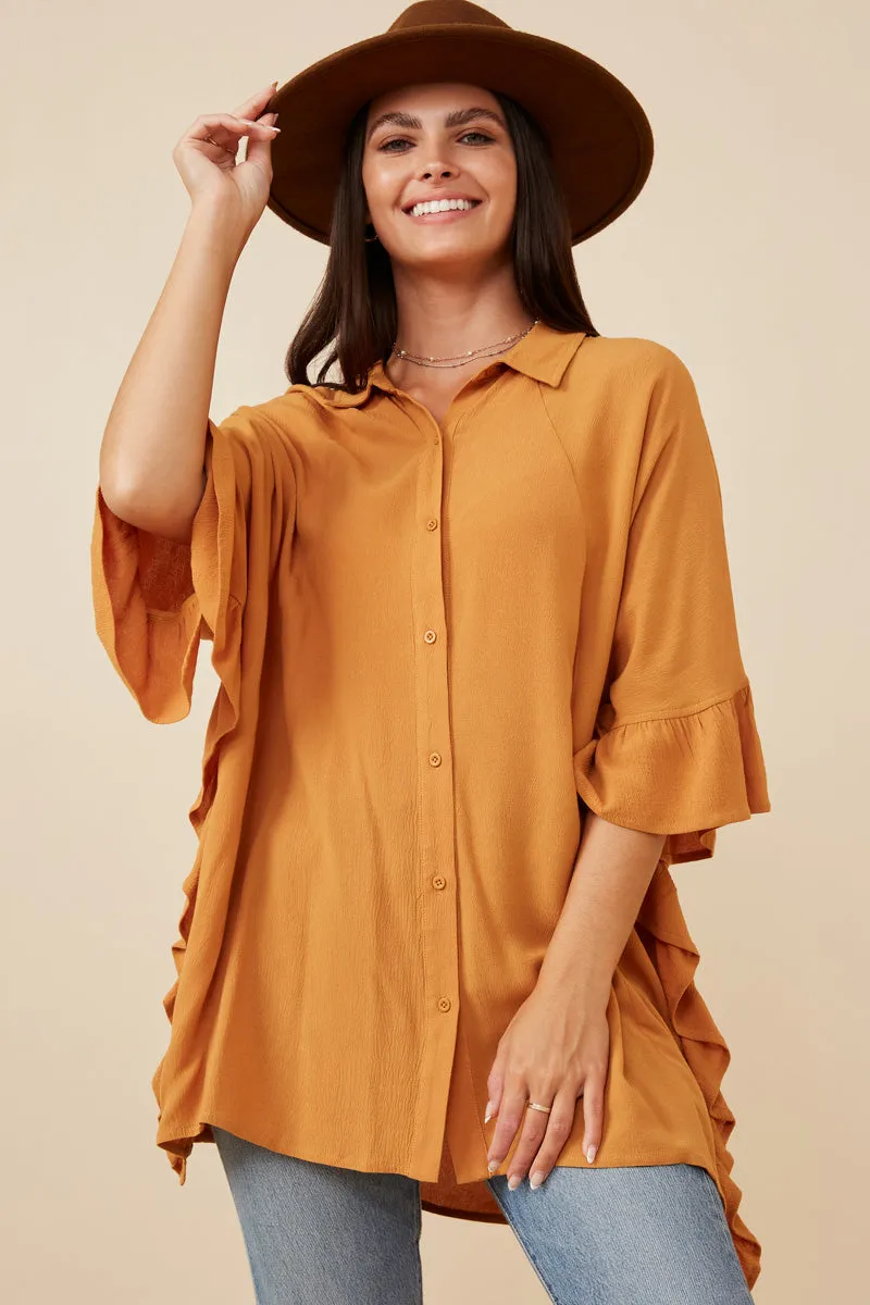 AdvancedAirflowChannels Odor Control Technology Oversized Flowy Sleeve Button Up Shirt