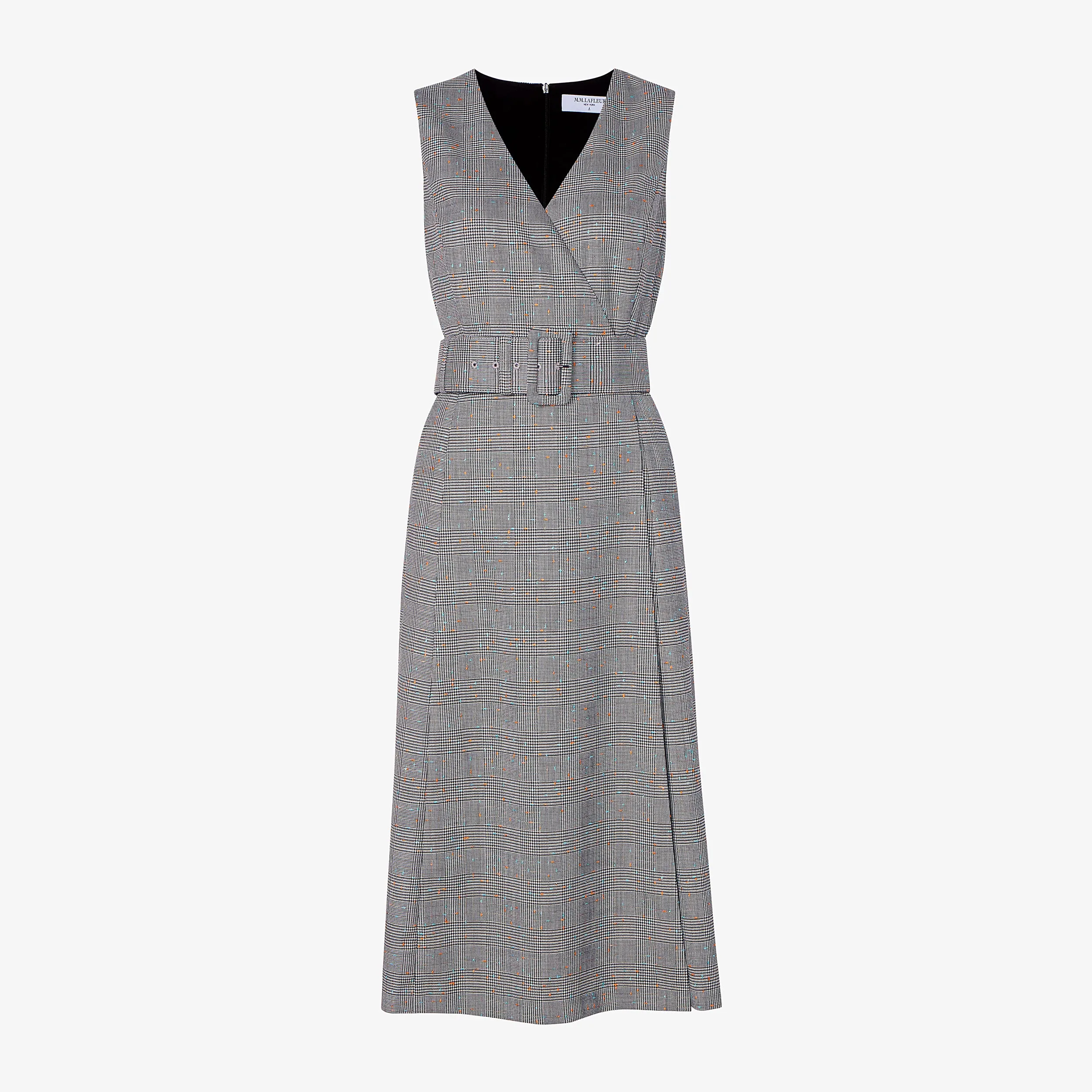 Angel Elegant Dress - Sharkskin :: Mixed Check WrinkleResistant Finish V-neck Shirt Quick Release Fasteners