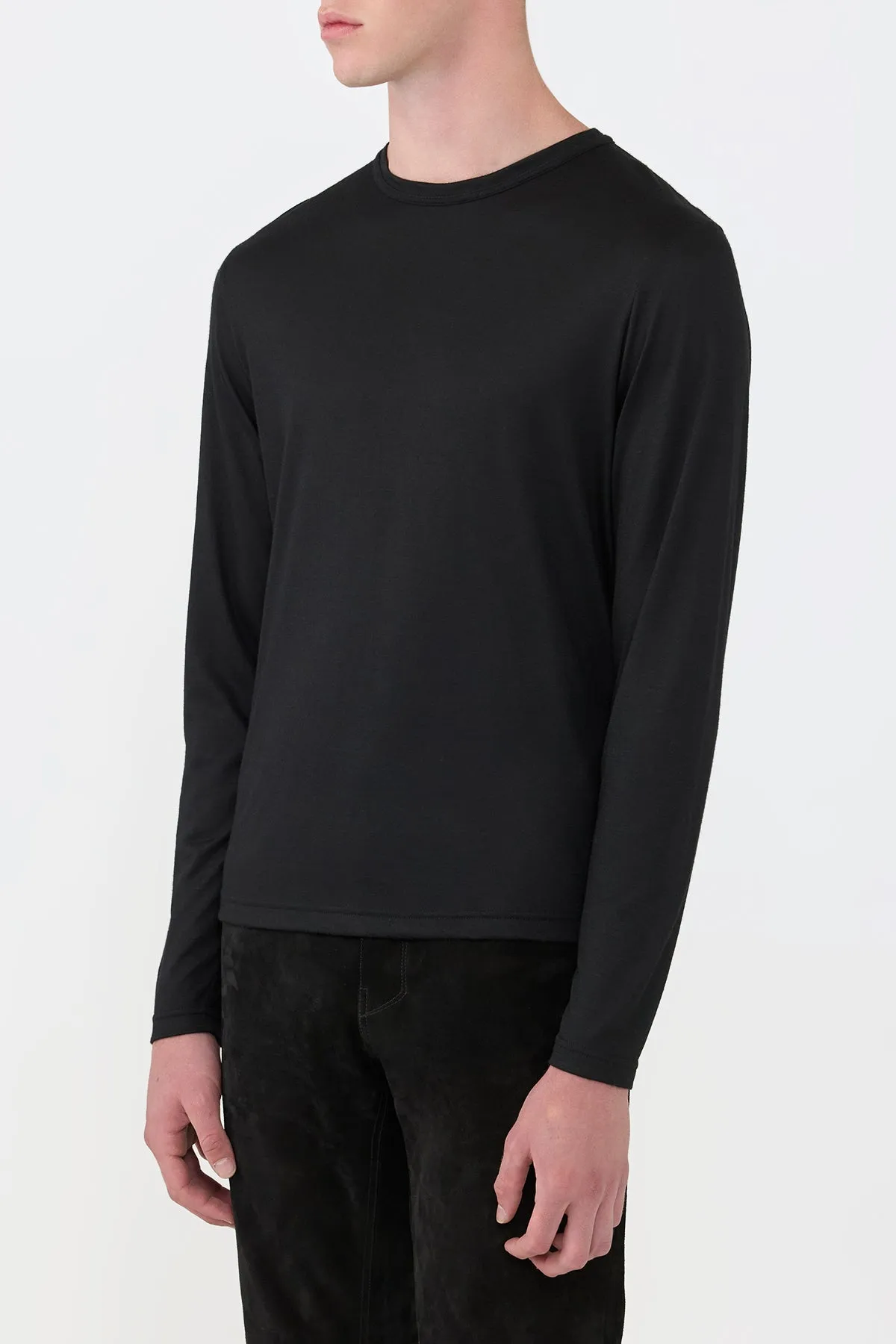 Built In Odor Control AdjustableDrawstring Owen Long Sleeve T-Shirt in Black Cashmere