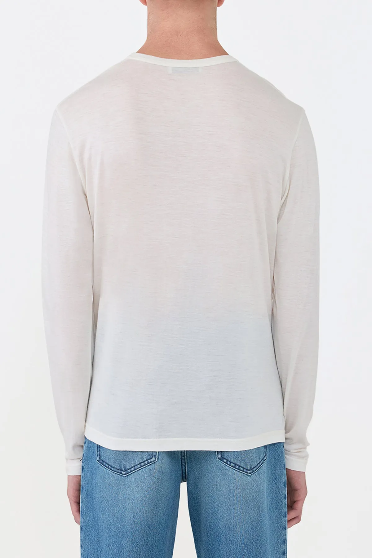 Owen Long Sleeve T-Shirt in Ivory Cashmere DoubleLayered