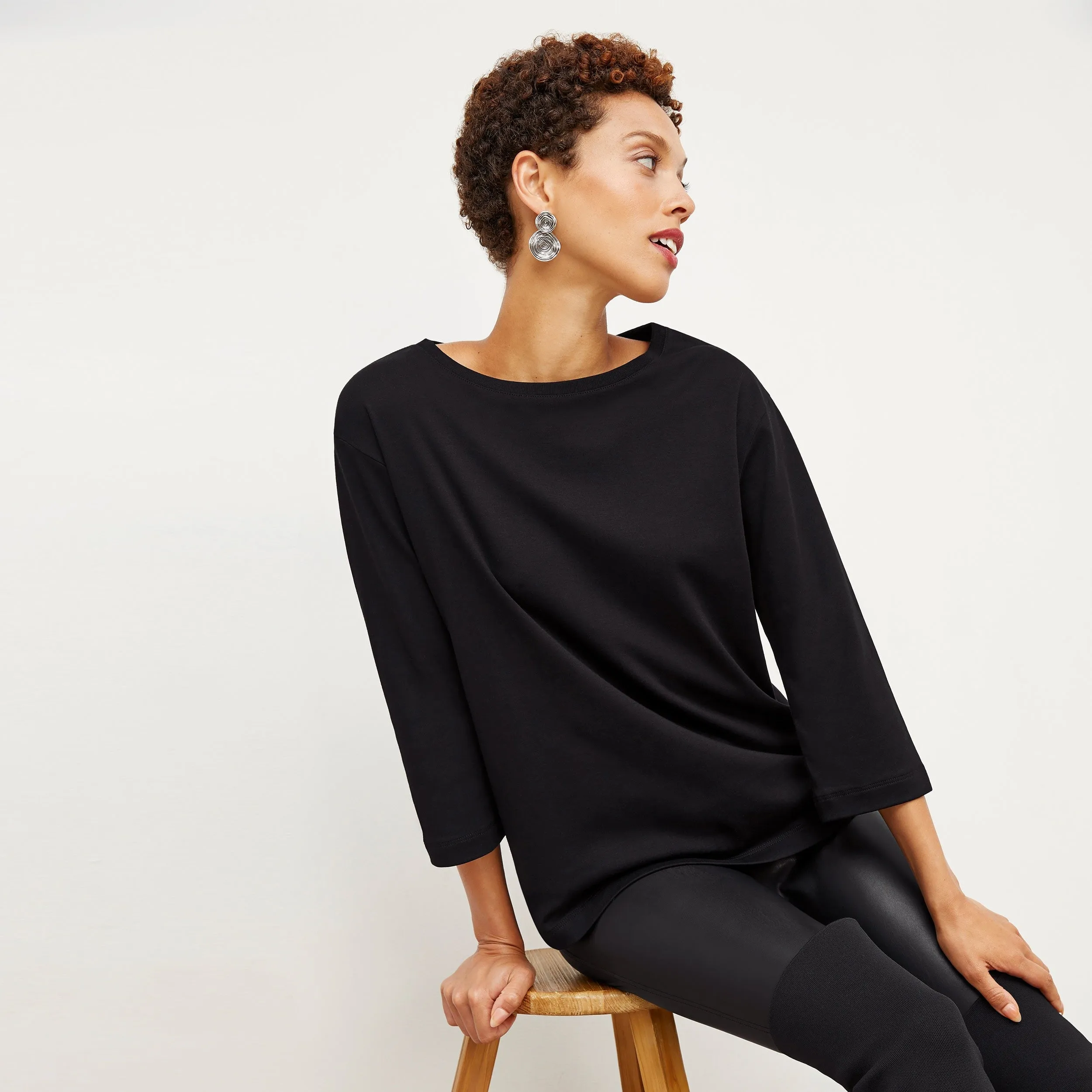 Owen T-Shirt - Organic Pima Cotton :: Black Relaxed Comfort Cool and Comfortable