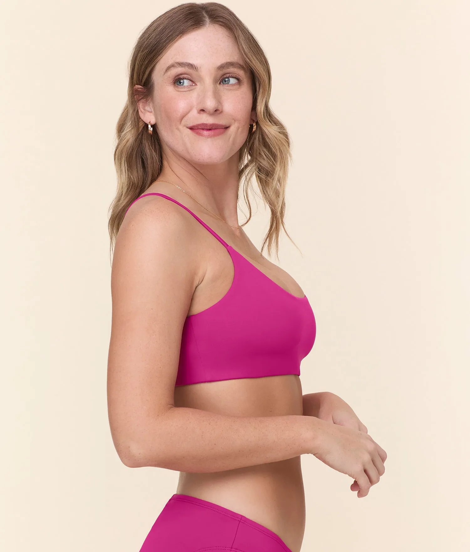 Double Layered Lining Breathable-material The Maui Bikini Top - Eco Nylon - Fuchsia