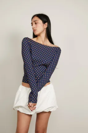 AMELIA TOP - POLKA DOT Weighted Hem Trim Cozy Sweater
