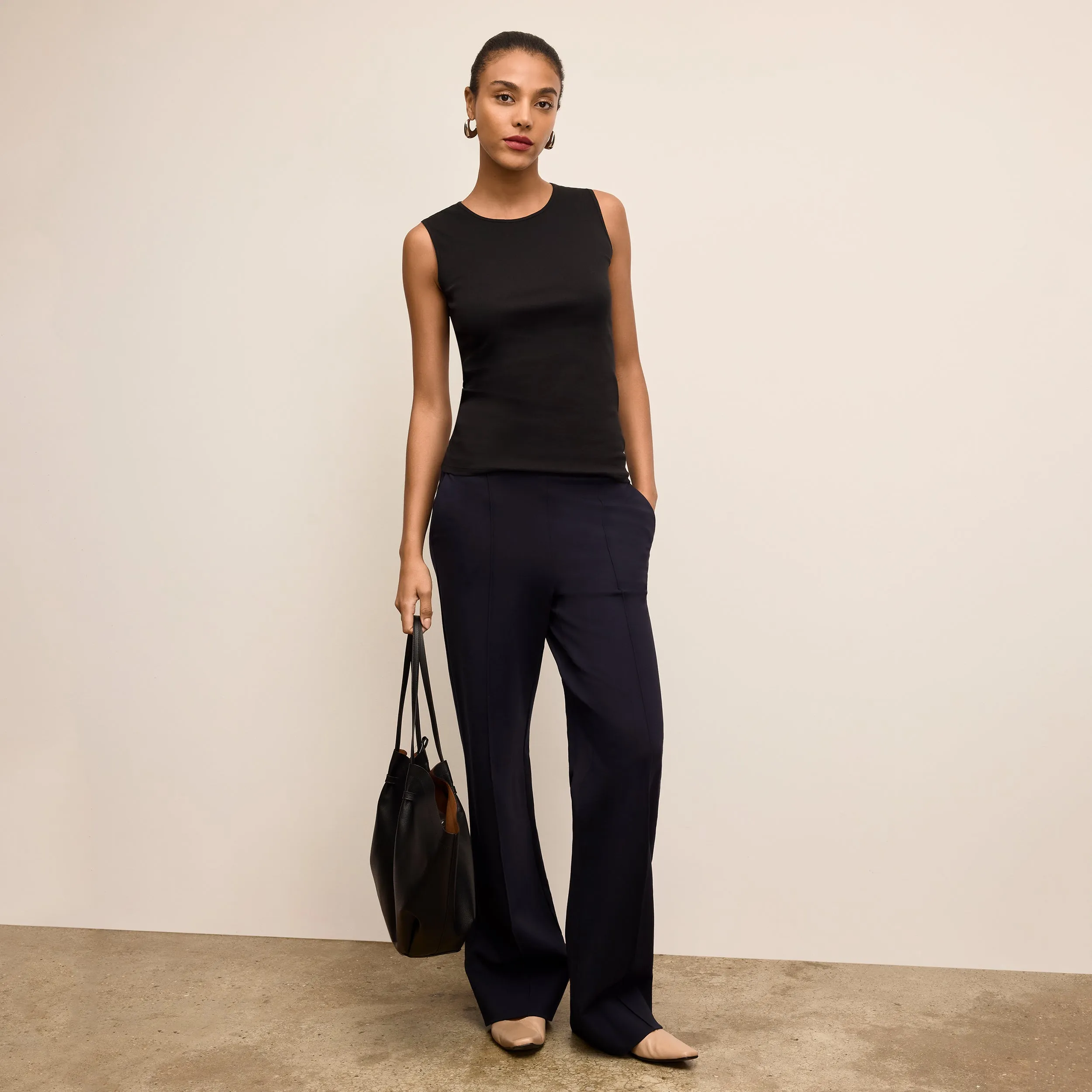 Vintage Look Paige Tank - Organic Ribbed Pima Cotton :: Black