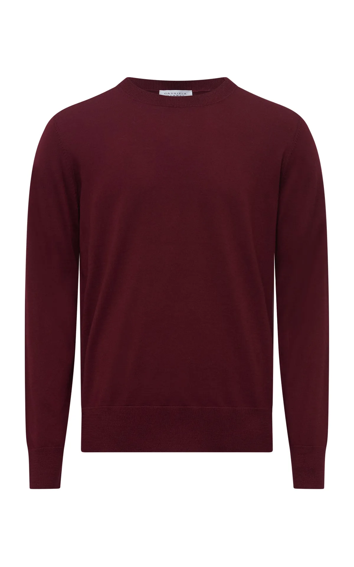 Palco Knit Crewneck in Bordeaux Merino Wool Compact Thermal Insulation Lightweight Fabric