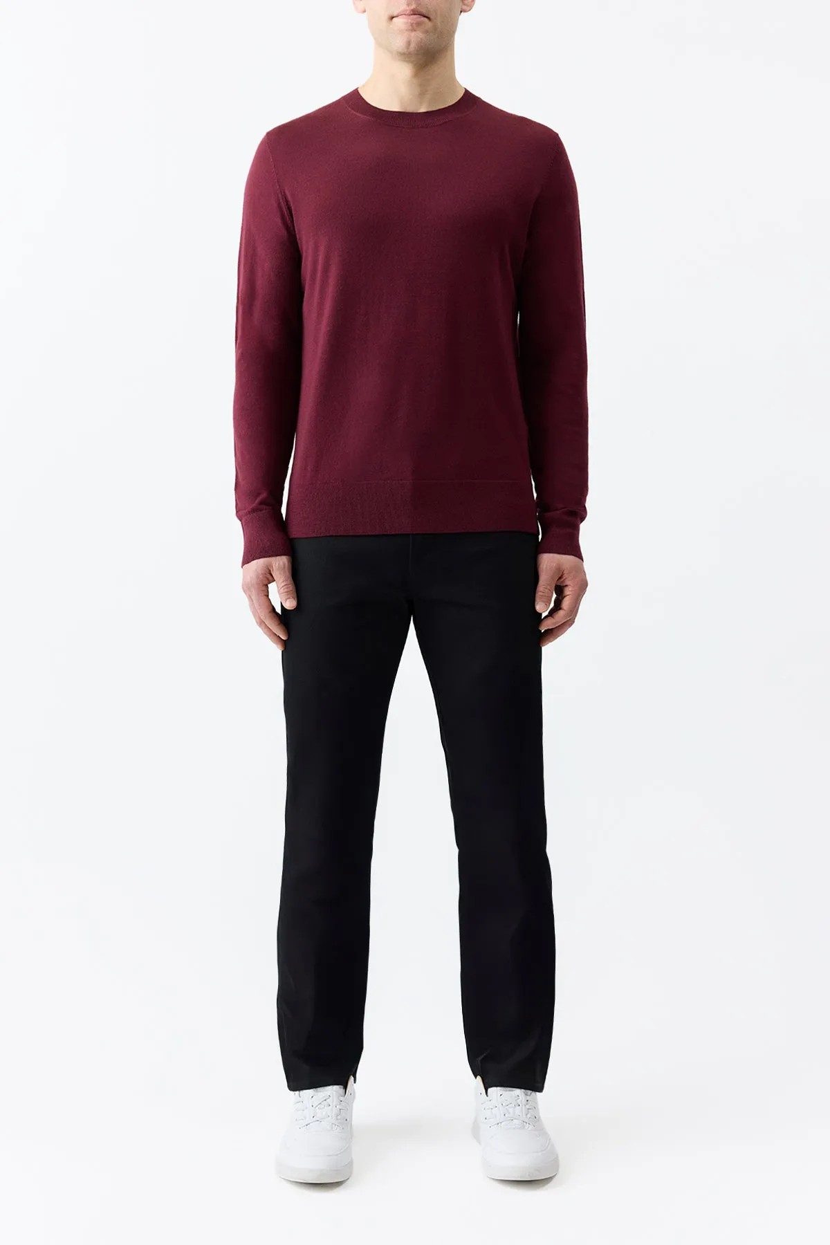 Palco Knit Crewneck in Bordeaux Merino Wool Zipper Closure