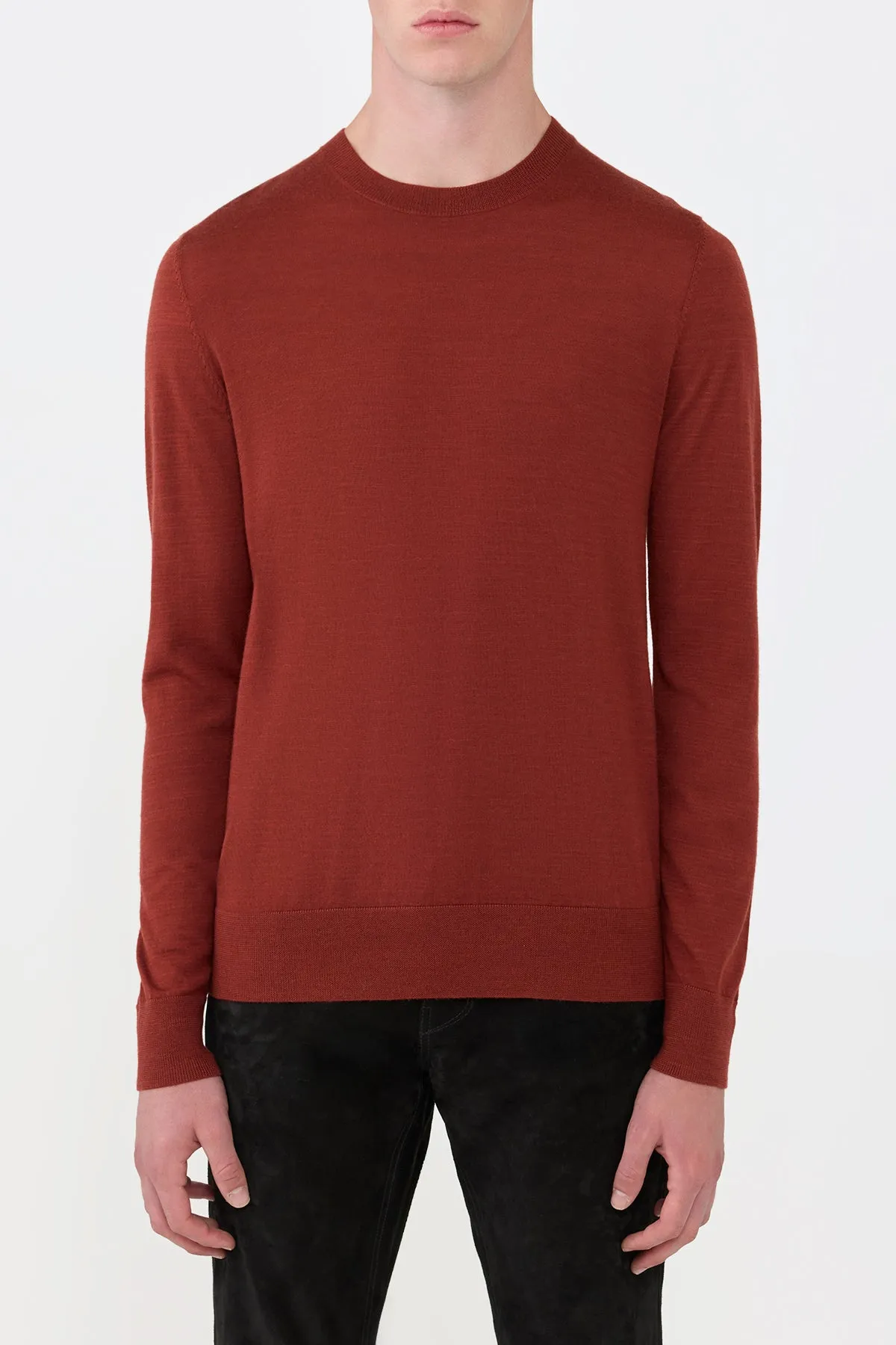 Multipanel Construction Palco Knit Sweater in Burnt Sienna Merino Wool