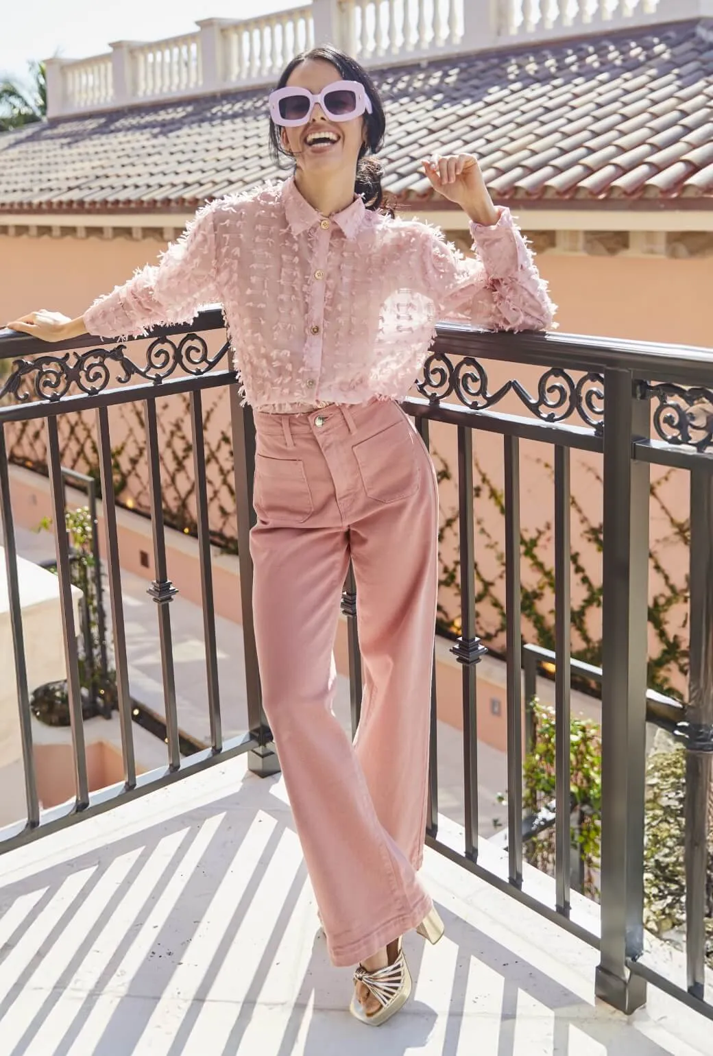 Patch Pocket Jeans - Rose Anti Pilling Textile