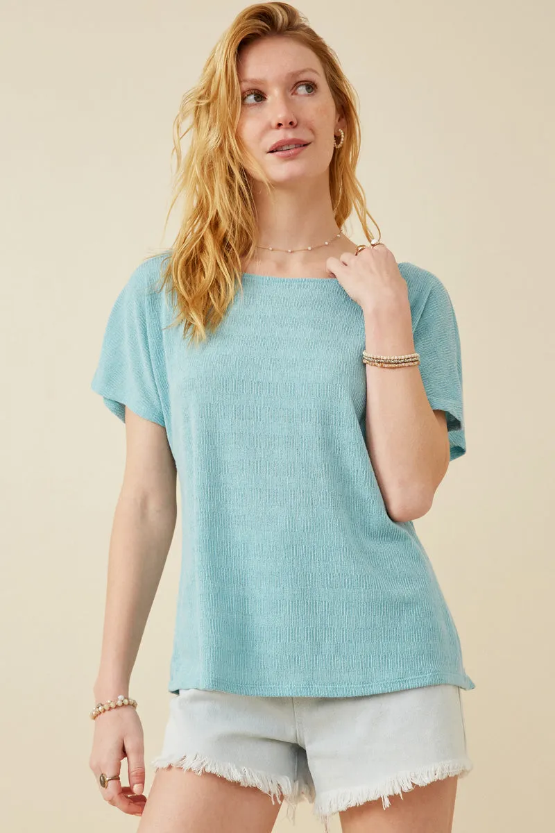 Reinforced Neckline Detail Patterned Reversed V Neck Knit Top