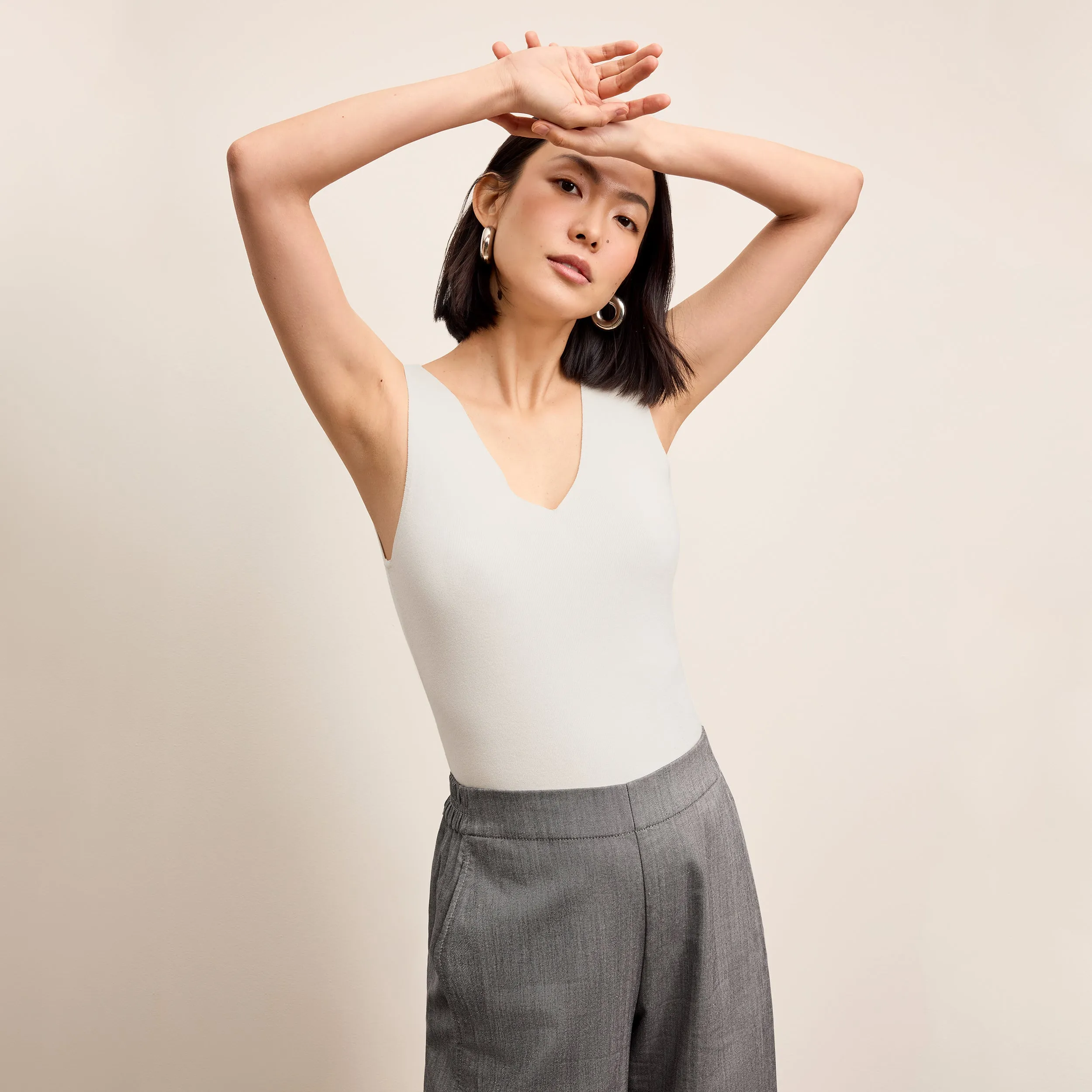 Peggy Top - Eco 365Knit :: Ivory FlexibleRibbing