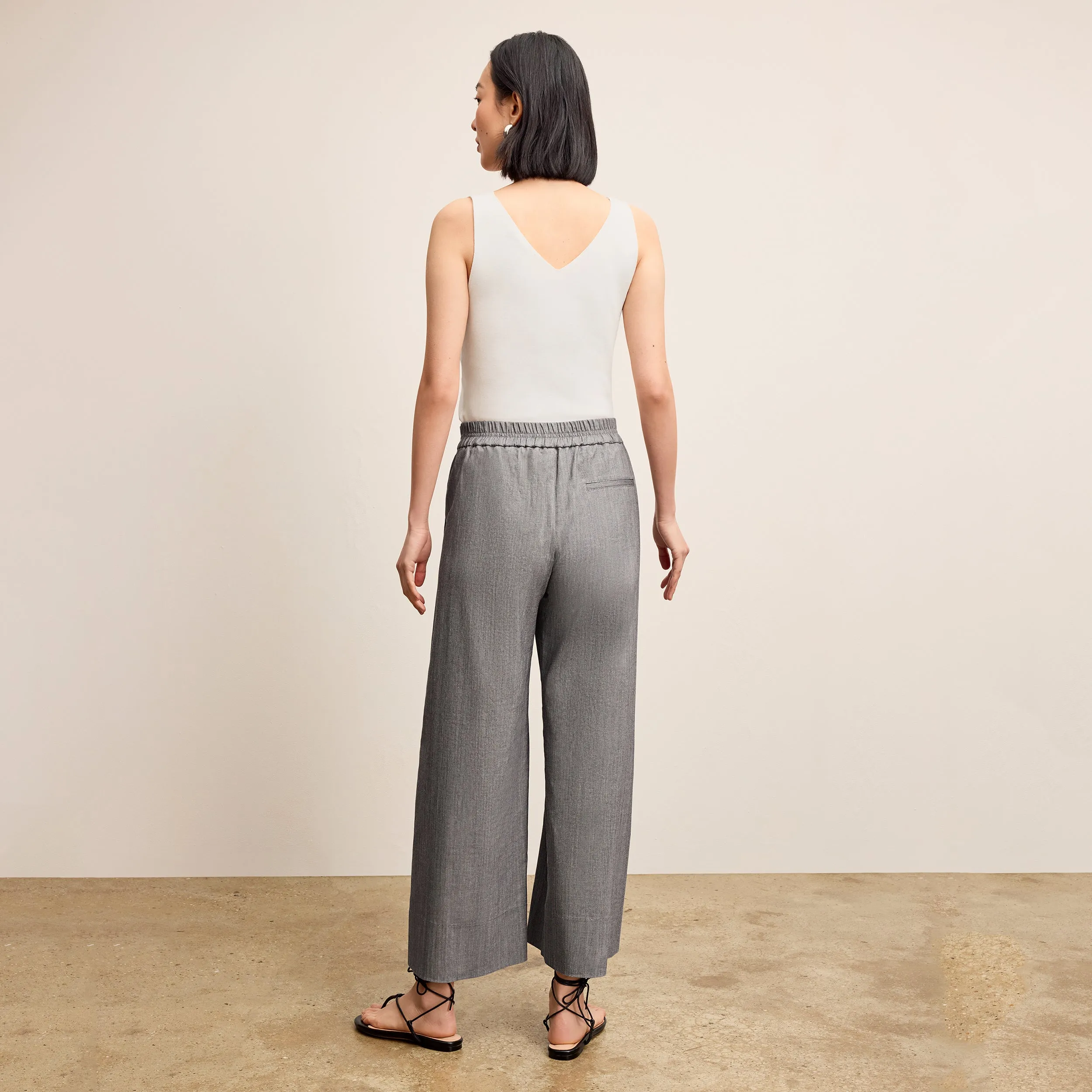 Peggy Top - Eco 365Knit :: Ivory Reinforced Elbow Patches Tencel Blend Fabric