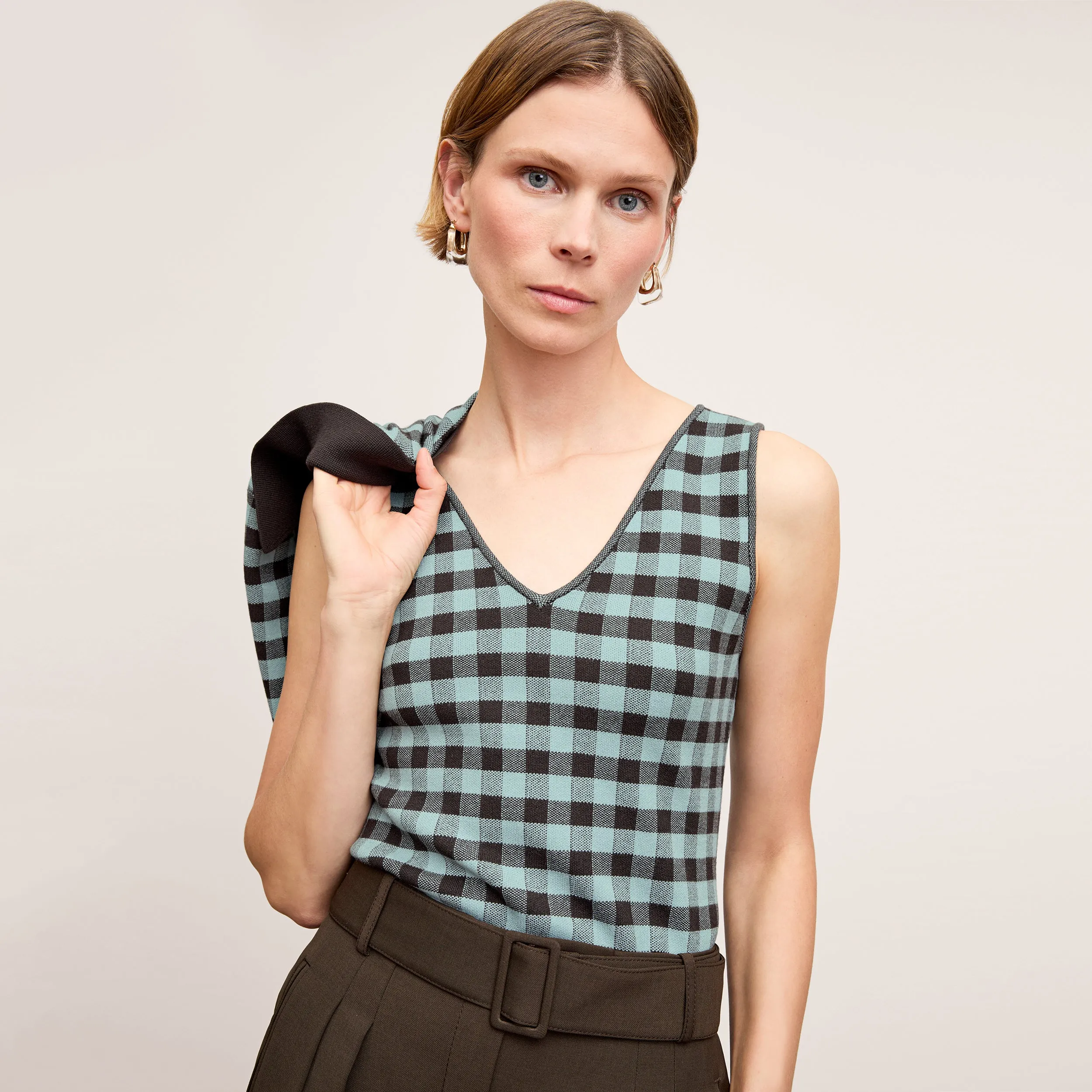 Peggy Top - Eco 365Knit :: Picnic Check Light Reflective Printing