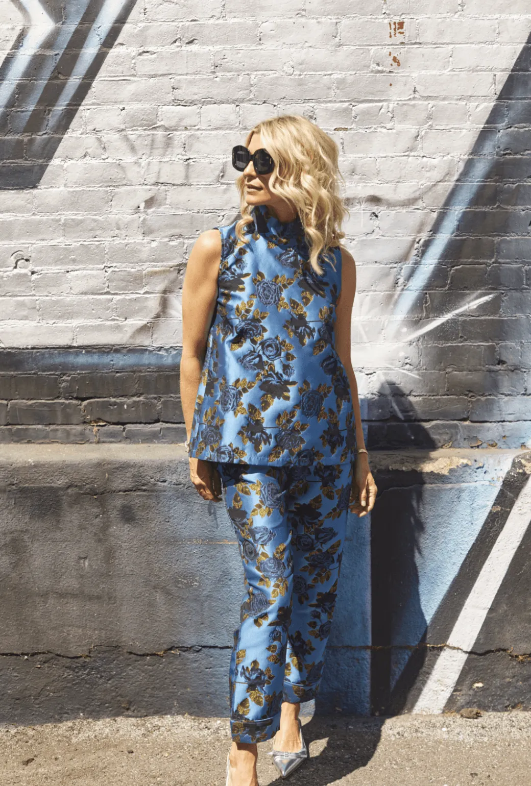 Everyday Pants - Blue Rose Jacquard Cozy Fit Versatile use