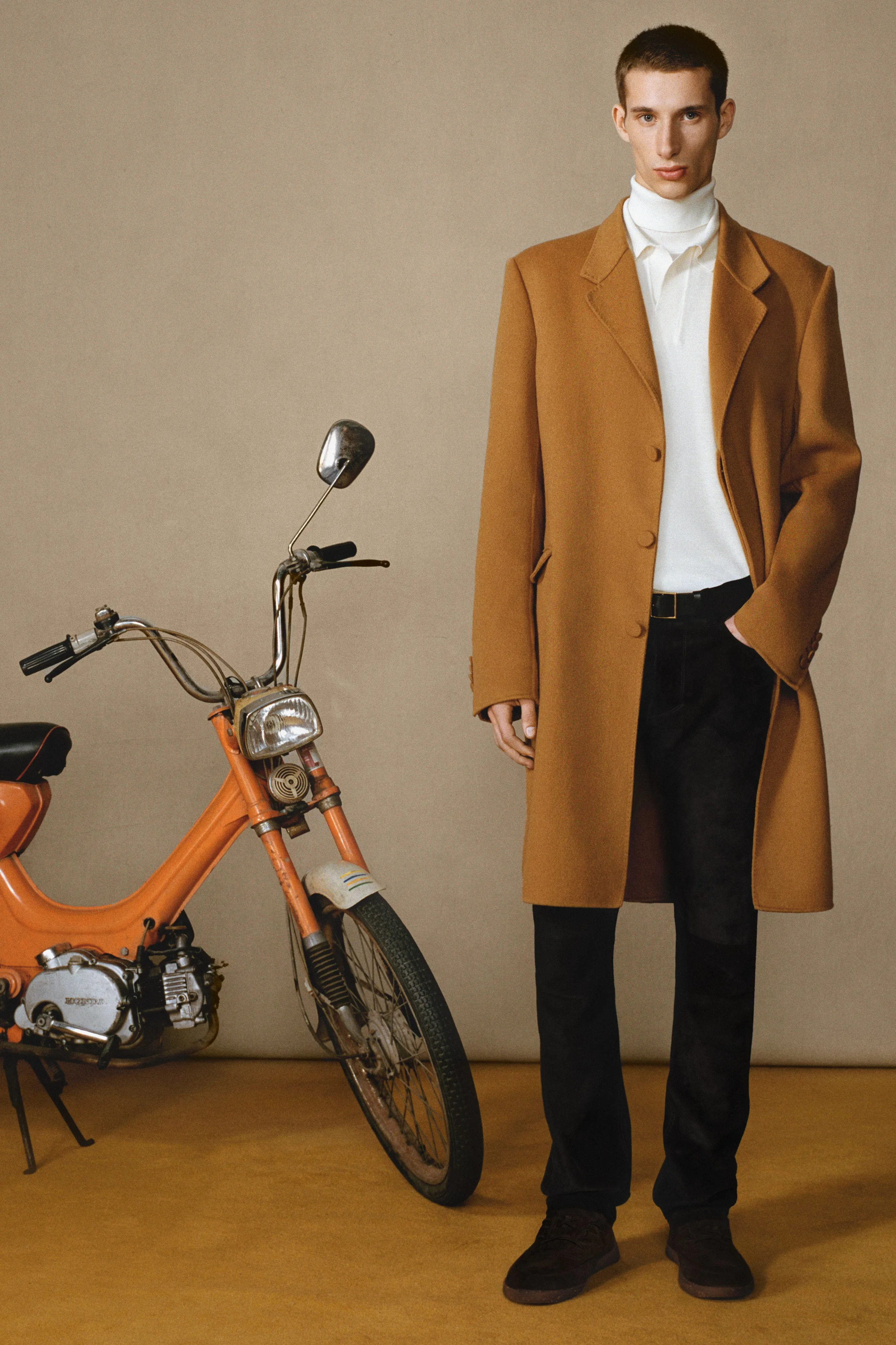 OrganicCottonBlend UV Protection Peter Coat in Yellow Ochre Double-Face Recycled Cashmere