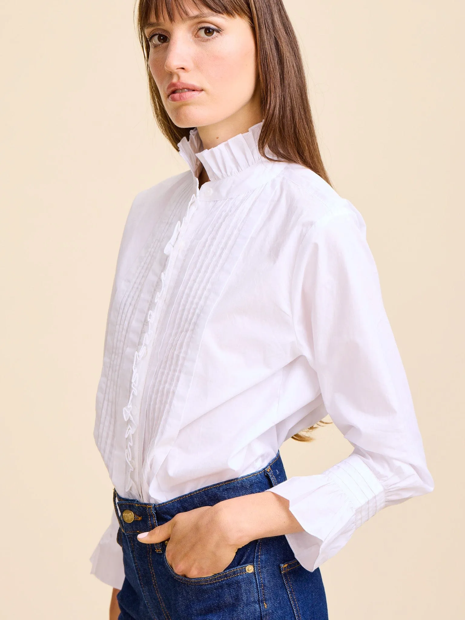 DoubleStitched Phoebe Top in White