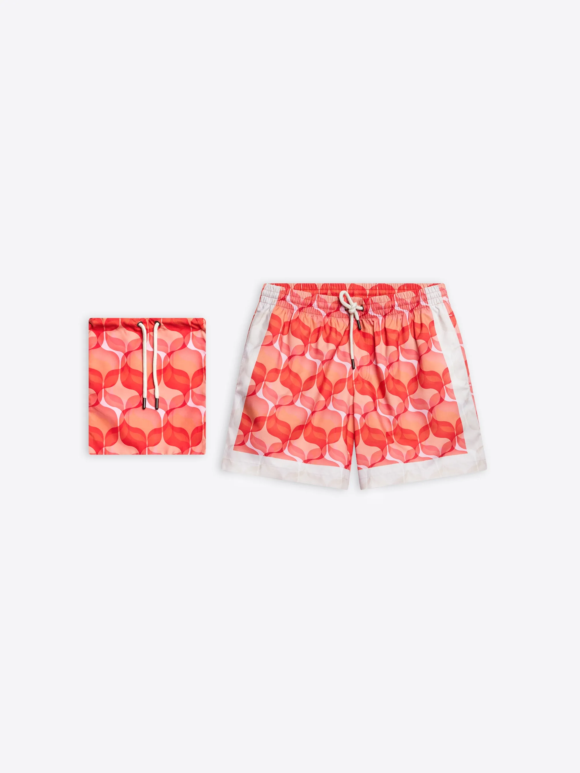 Printed swim shorts Striped-Pattern Adjustable Strap Tension