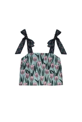 Pillar Top - Tulip Jacquard Sustainable Material Blend Elegant Look