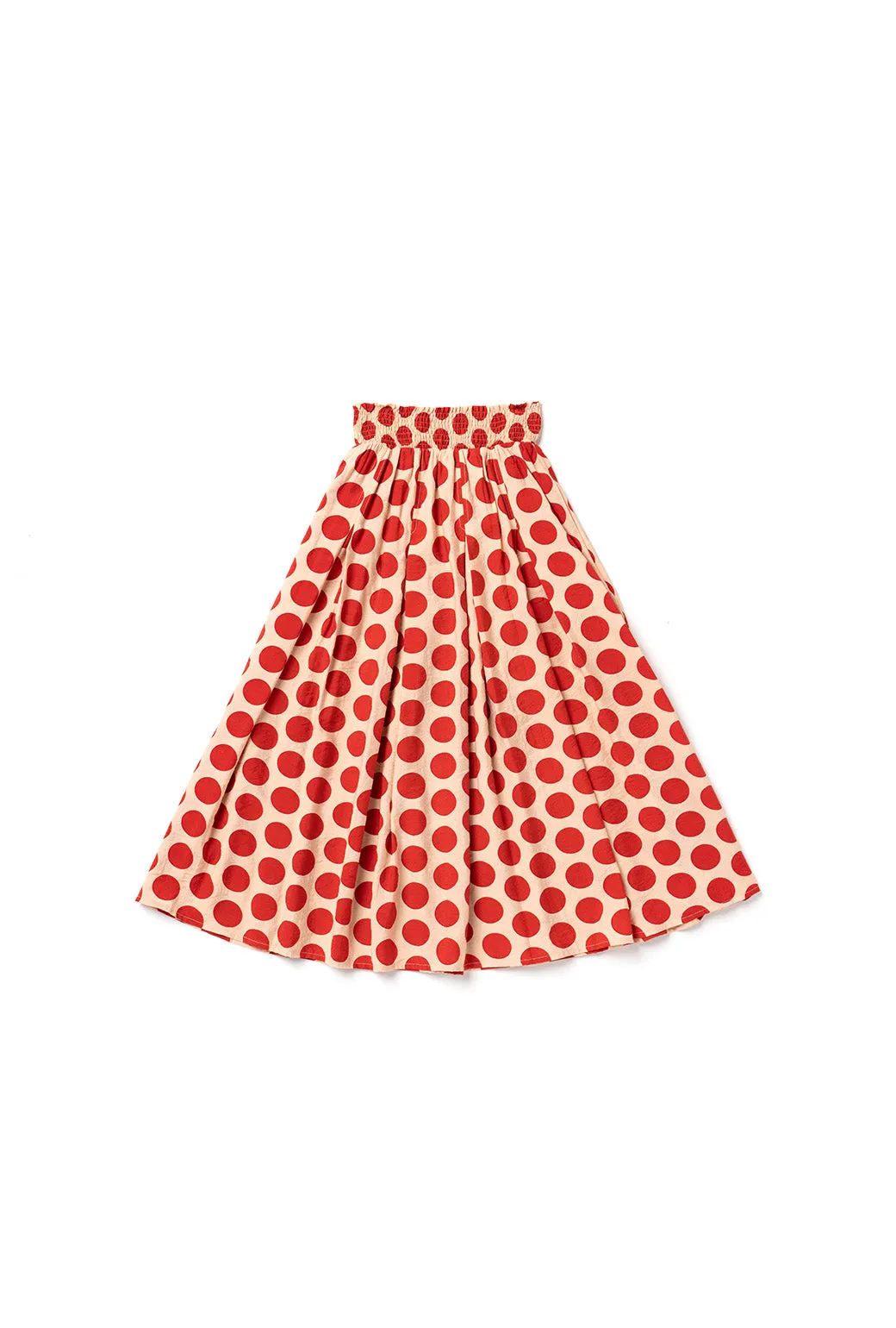 stain guard No Ride Up SAMPLE - Smocked Waist MIDI Skirt - Big Dot