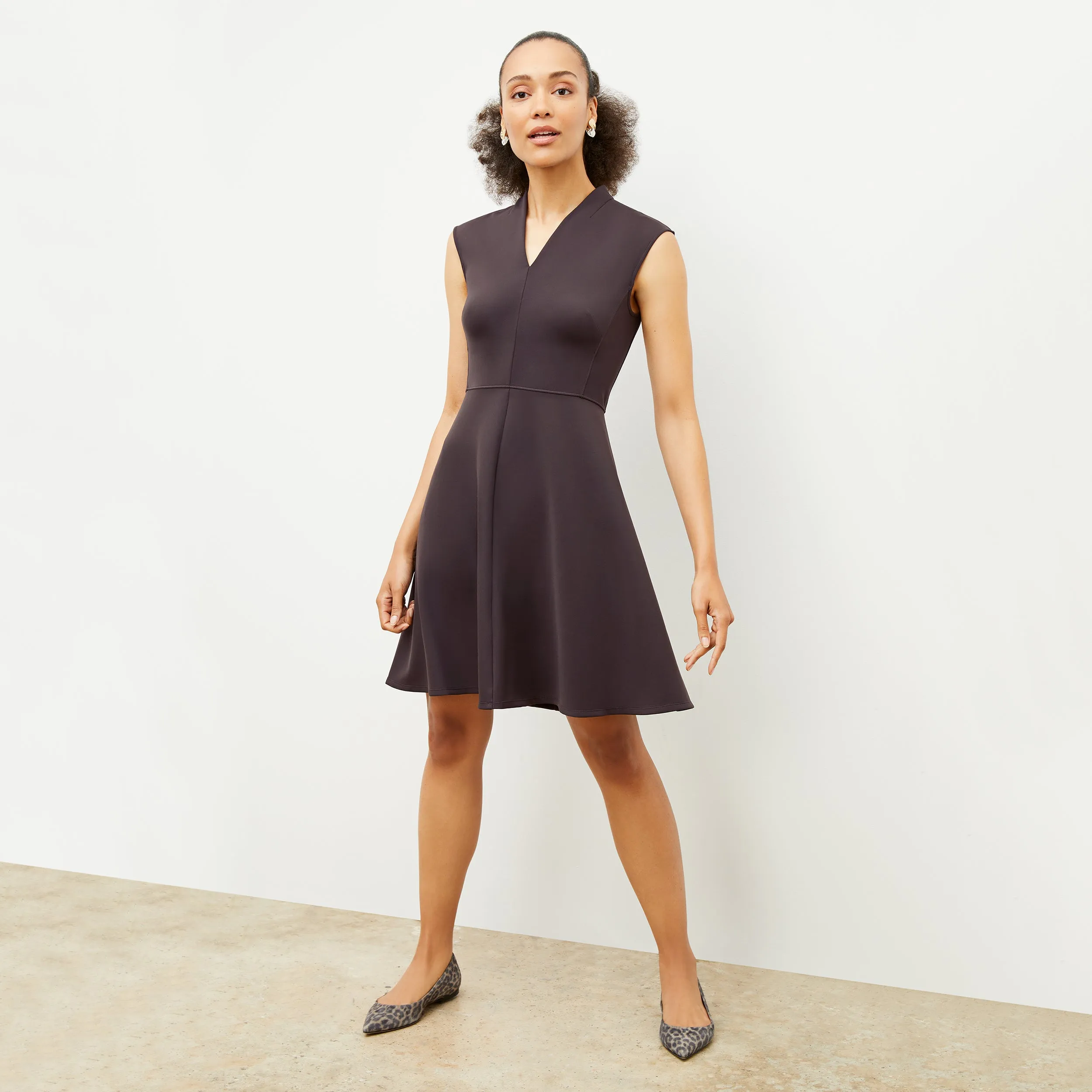 Layered Collar System Versatile Design Pique Weave Finish Ruth Dress - Light Scuba :: Haze