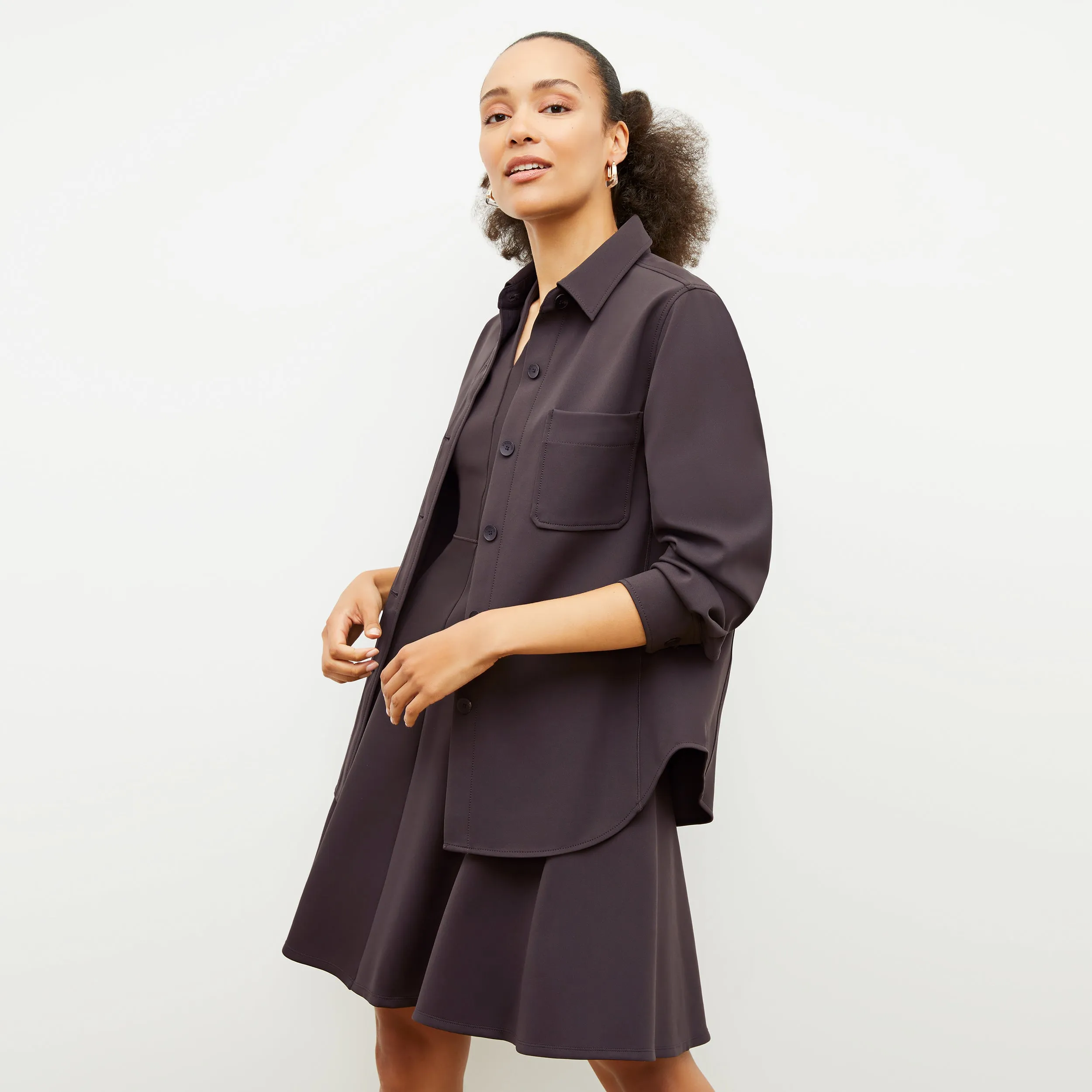 Pique Weave Finish Ruth Dress - Light Scuba :: Haze Sporty Tee Raw Edge Finish