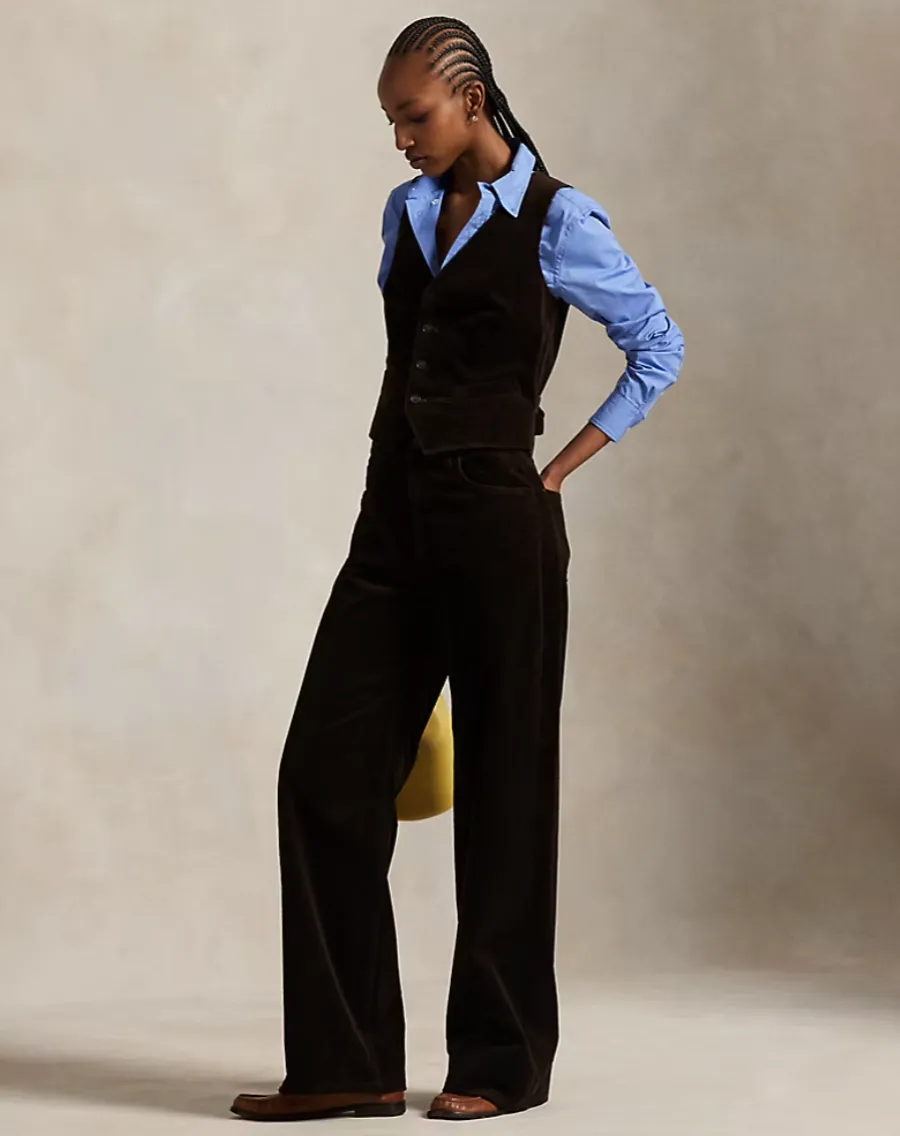 POLO RALPH LAUREN BROWN CORDUROY PANT Streetwear vibe Low-rise style