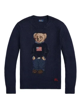 Reinforced Hem POLO RALPH LAUREN COTTON-LINEN BEAR SWEATER