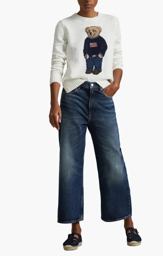 Brushed Microfiber Surface POLO RALPH LAUREN COTTON-LINEN BEAR SWEATER