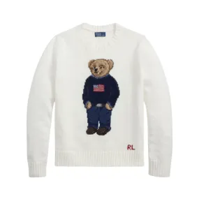 POLO RALPH LAUREN COTTON-LINEN BEAR SWEATER Anti Bacterial Layer