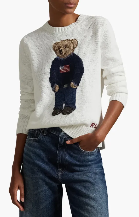 Stylish Outfit POLO RALPH LAUREN COTTON-LINEN BEAR SWEATER