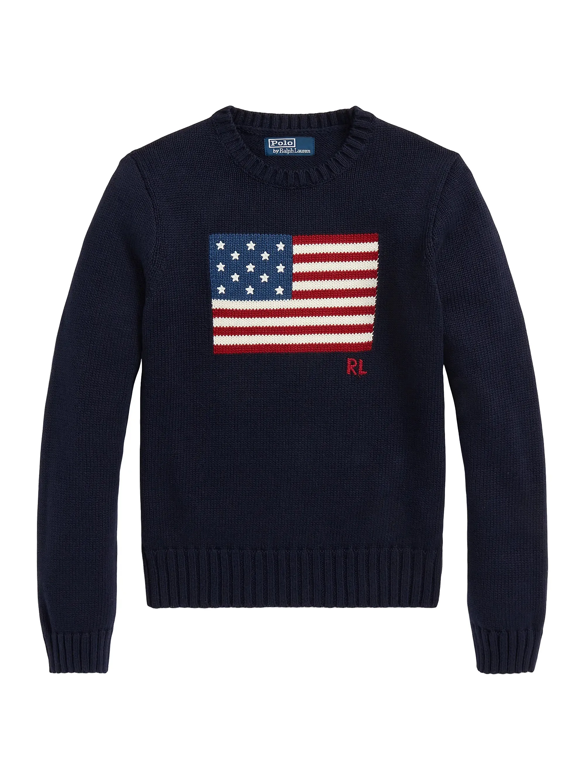 Bonded Seam Technique POLO RALPH LAUREN FLAG COTTON CREWNECK