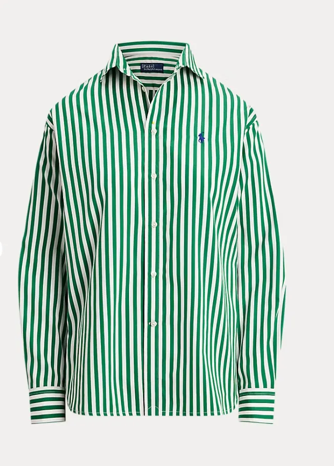 POLO RALPH LAUREN STRIPED BLOUSE MicrofiberBlend VentilatedArmholes