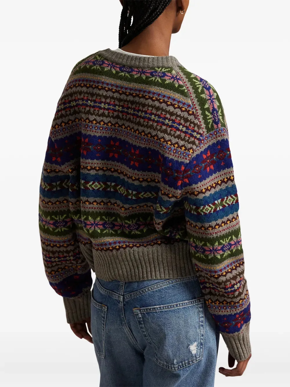 StaticResistantFabric Elasticized Waistband POLO RALPH LAUREN WOOL BLEND CREWNECK CARDIGAN