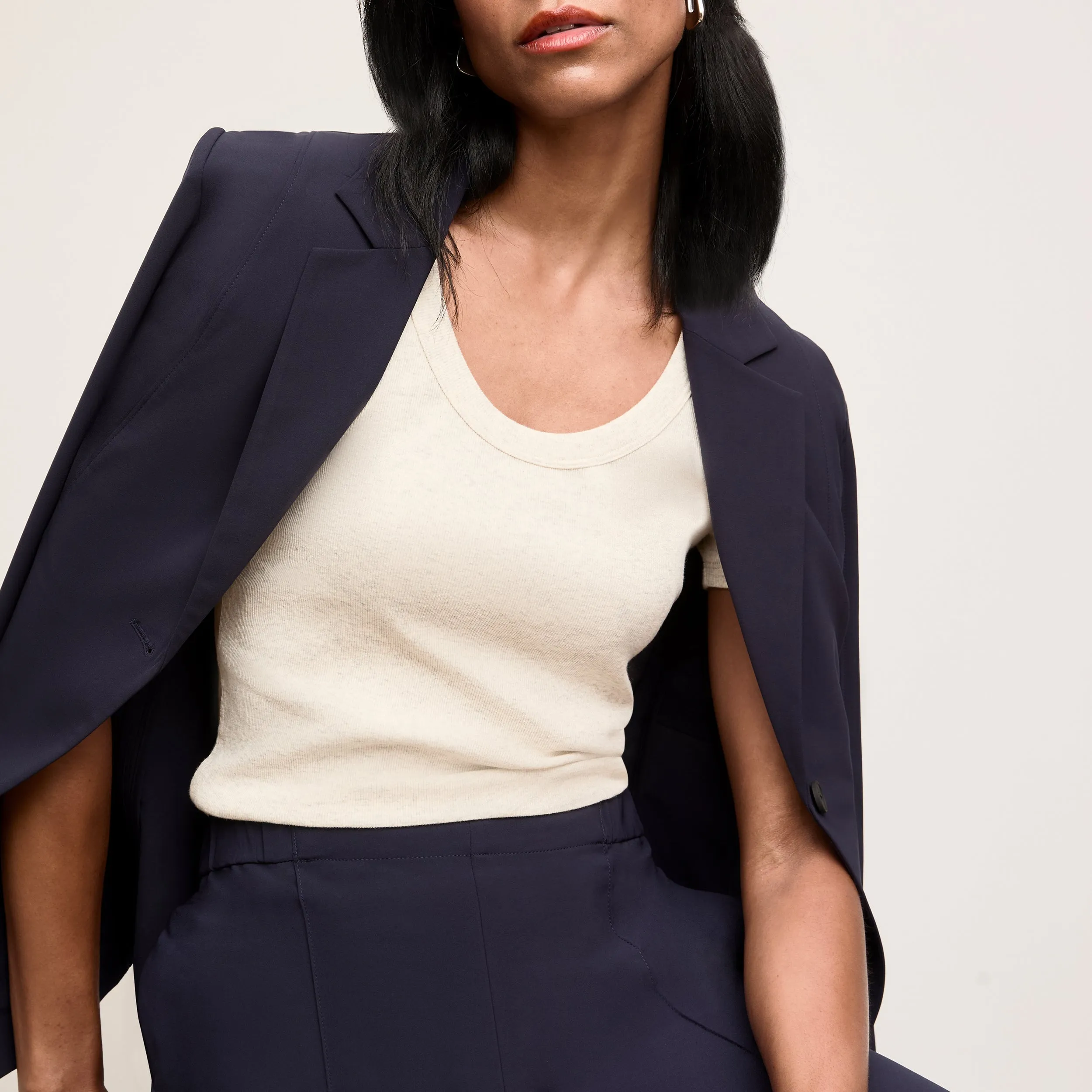 adults' Modern Simplicity Avi Scoopneck T-Shirt - Organic Ribbed Pima Cotton :: Beige Melange