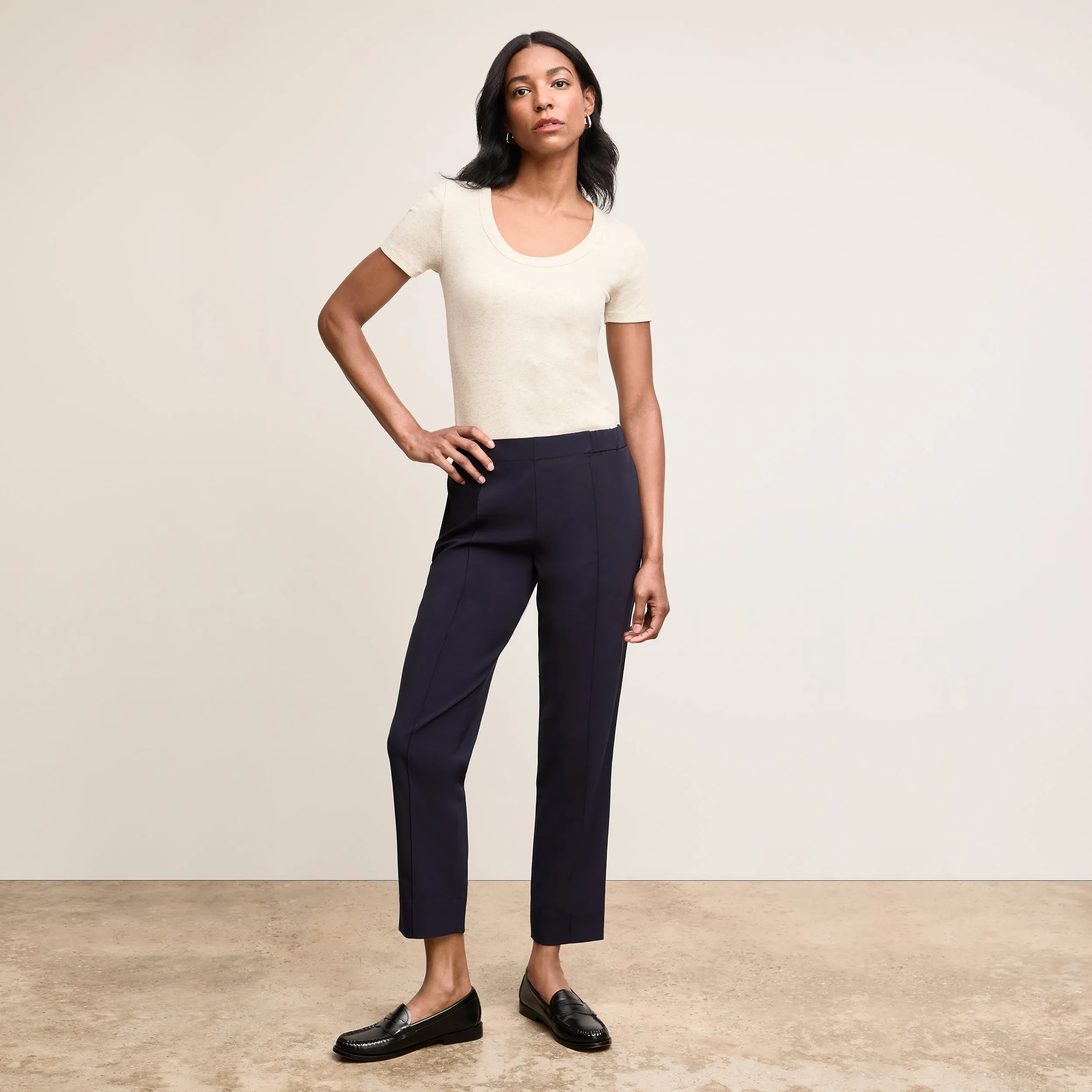 Urban Casual Avi Scoopneck T-Shirt - Organic Ribbed Pima Cotton :: Beige Melange