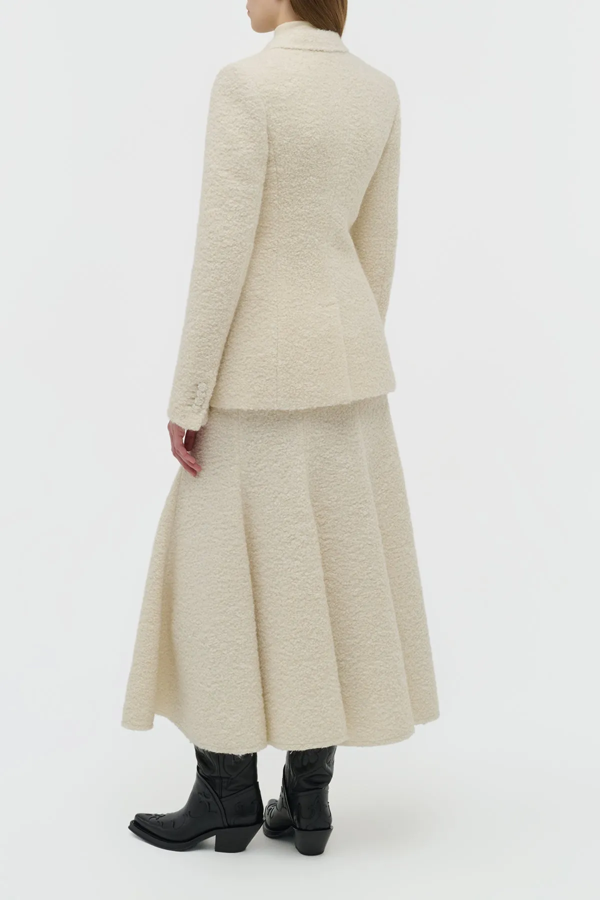 Stephanie Blazer in Ivory Recycled Cashmere Boucle SoftTouch