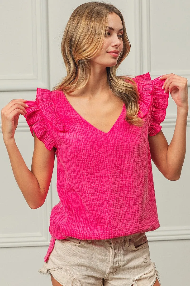 Eco Friendly Construction High Neck IP6659J-52 | MINERAL WASHED CRINKLE GAUZE TOP