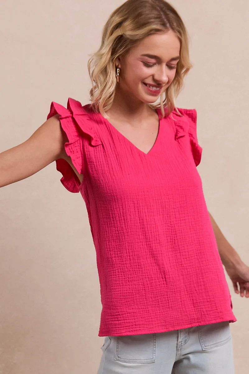 IP6659J-52 | MINERAL WASHED CRINKLE GAUZE TOP Foldable Design