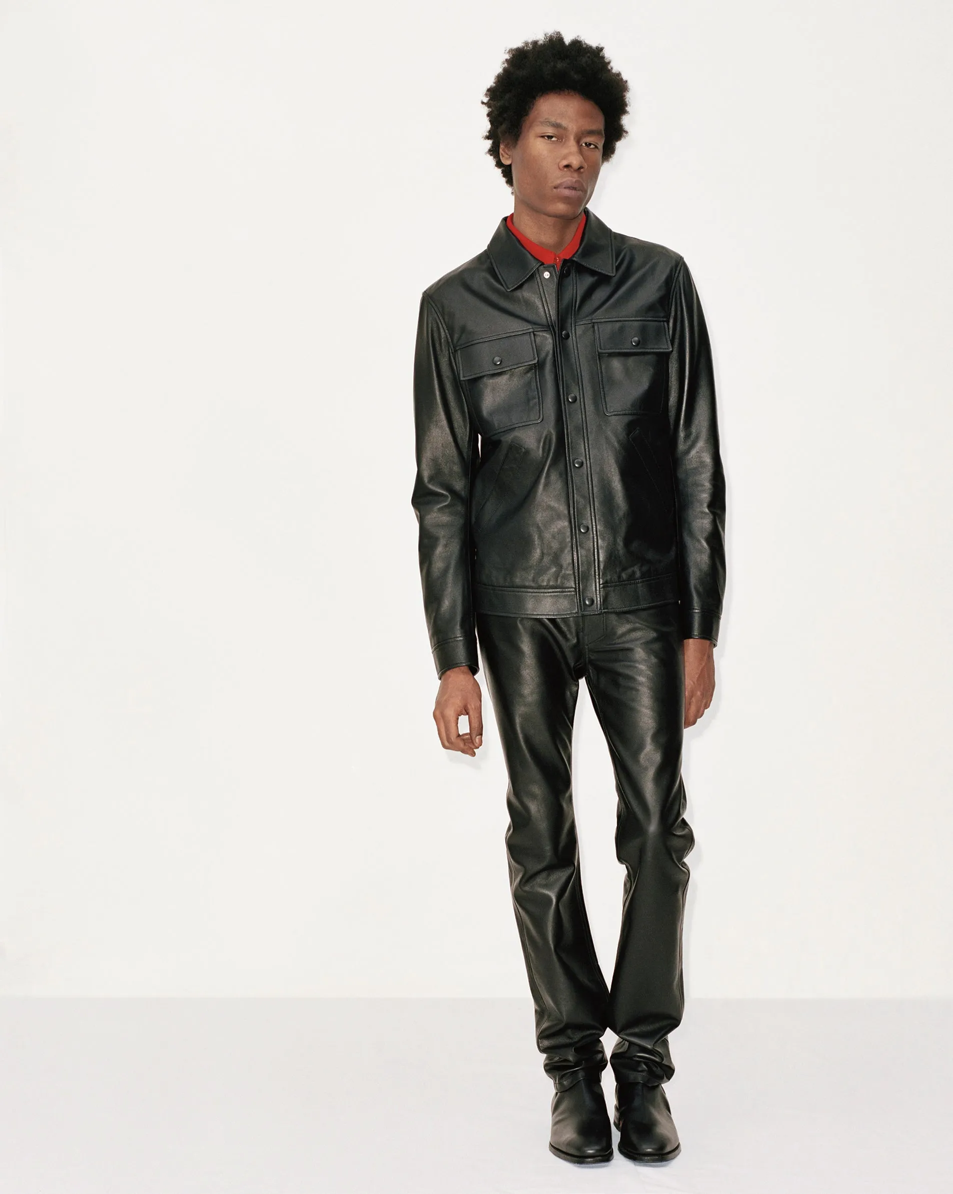 Levy Jacket in Black Nappa Leather EasyClean Coating Foldable Storage